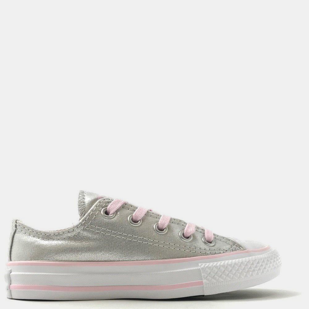 All Star Converse Sapatilhas Sneakers Shoes 663671c Silver Pin Preateado Rosa Shot2