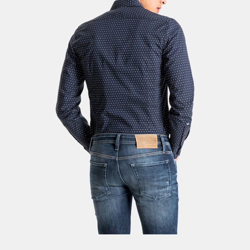 Antony Morato Camisa Shirt Mmsl00610 Navy White Navy Branco Shot4