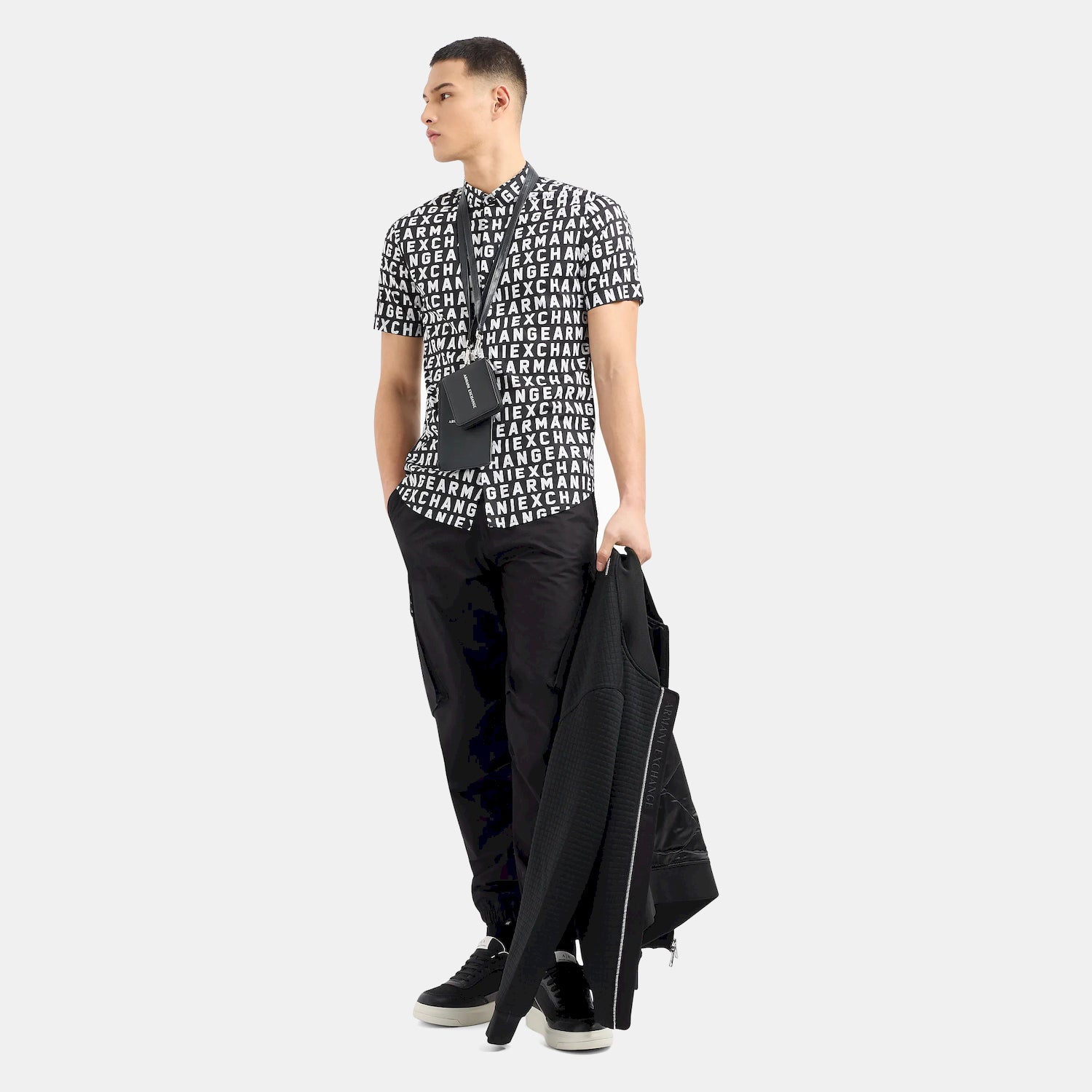 Armani Camisa Shirt 3dzc04 Zneaz Black.logo Preto_shot3