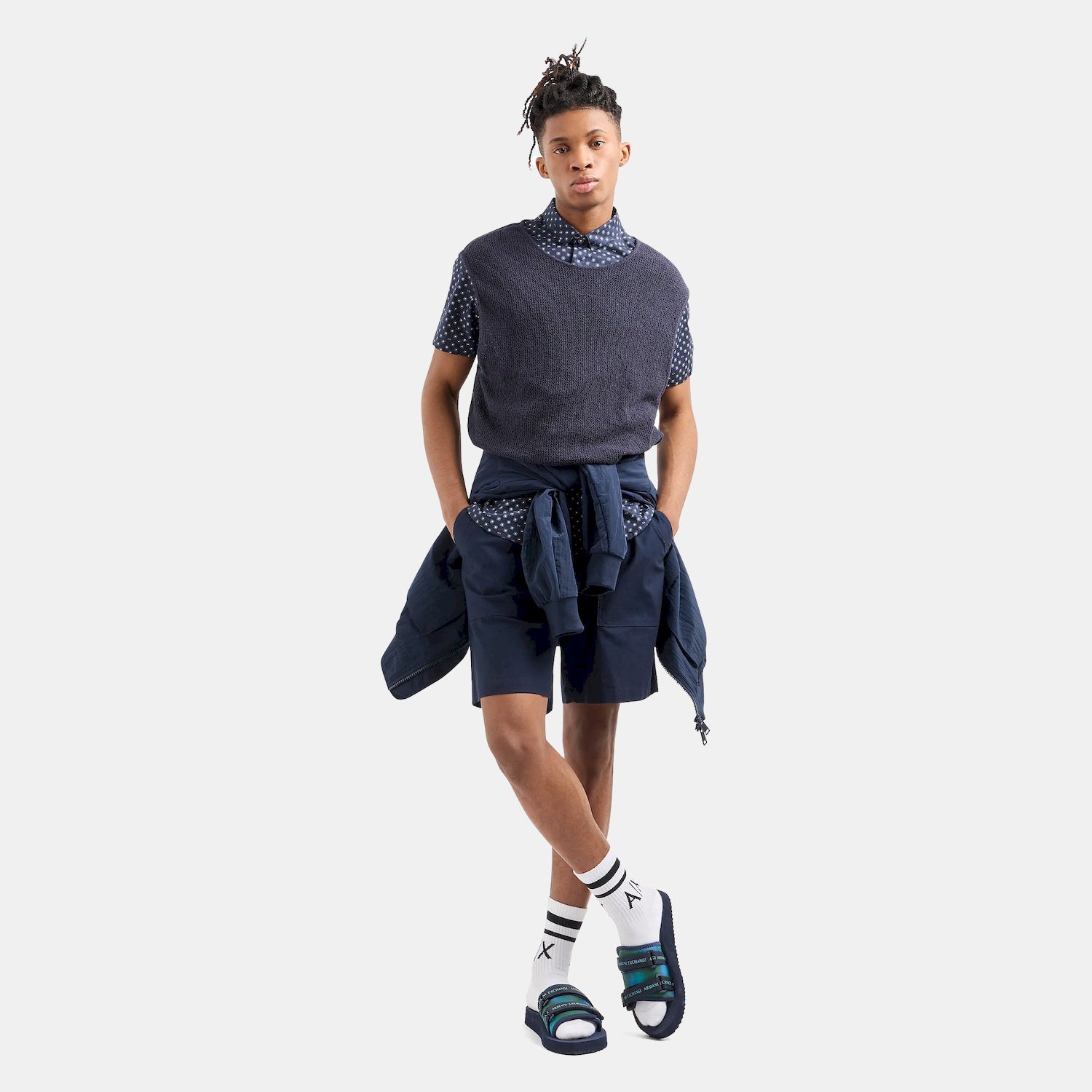 Armani Camisa Shirt 3dzc04 Zneaz Navy White Navy Branco_shot2