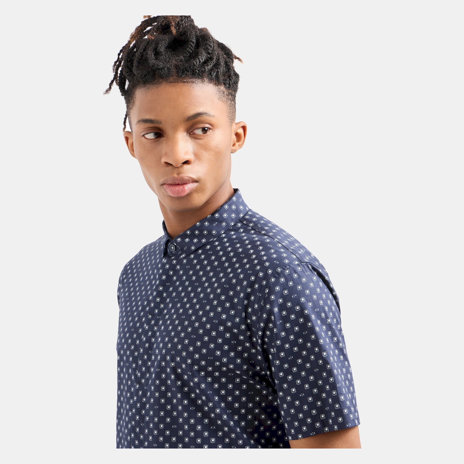 Armani Camisa  Shirt 3dzc04 Zneaz Navy White Navy Branco_shot3