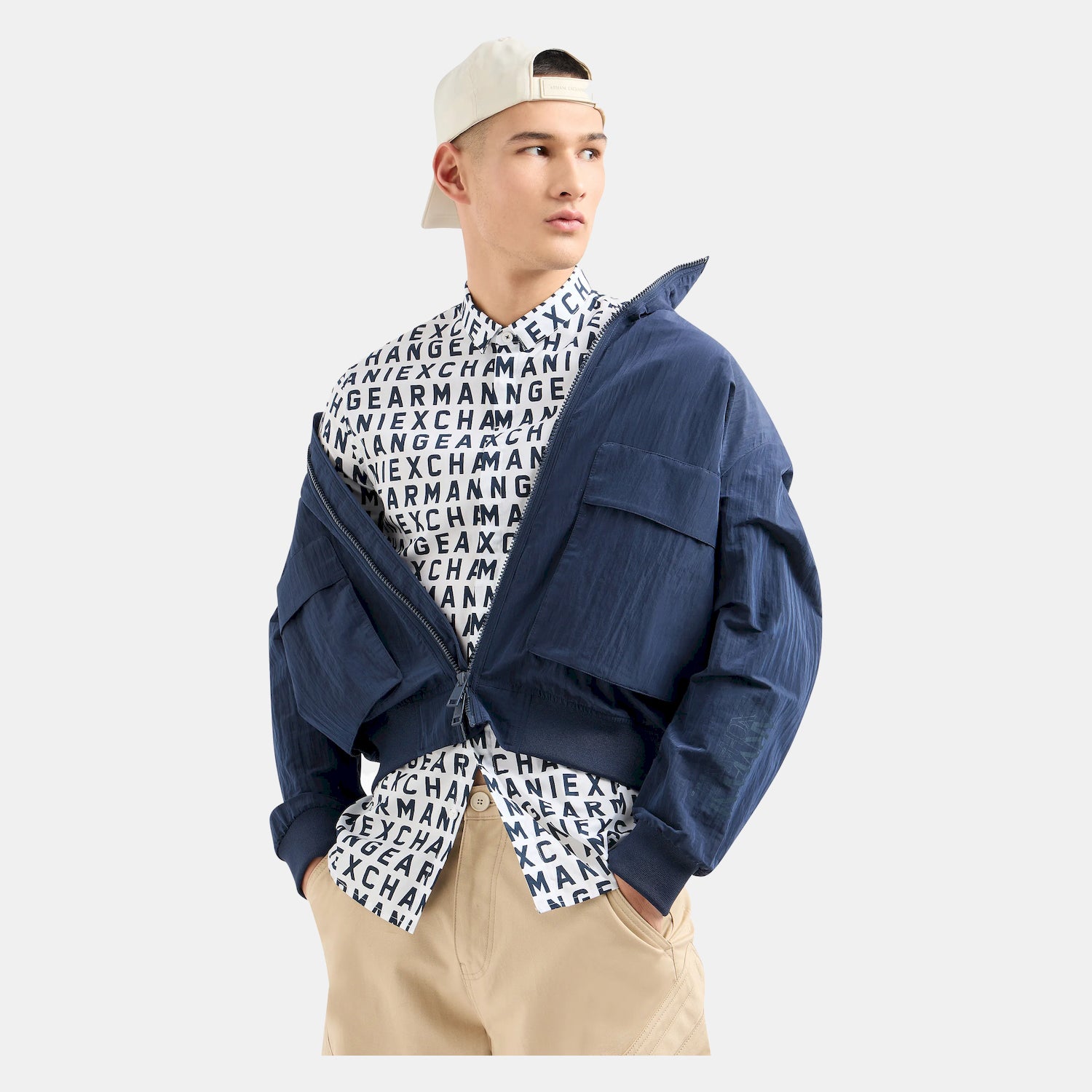 Armani Camisa Shirt 3dzc04 Zneaz White.logo Branco_shot3