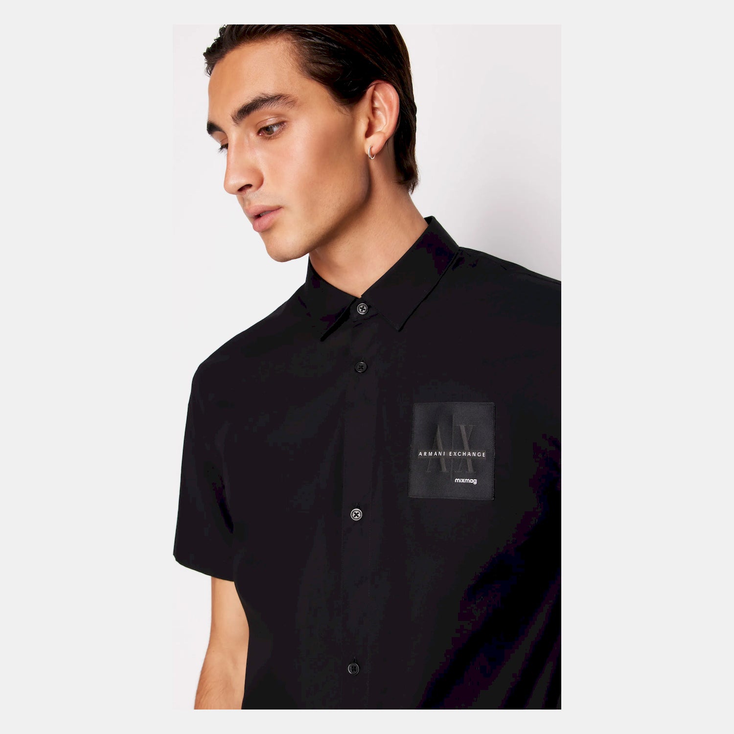 Armani Camisa  Shirt 3dzc27 Znxlz Black Preto_shot3