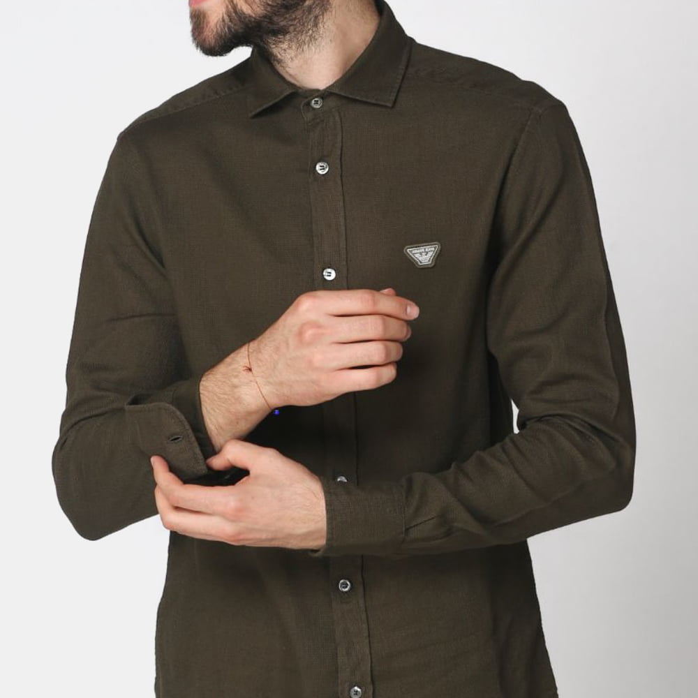 Armani Camisa Shirt 6c74 6n07z Brown Castanho Shot3