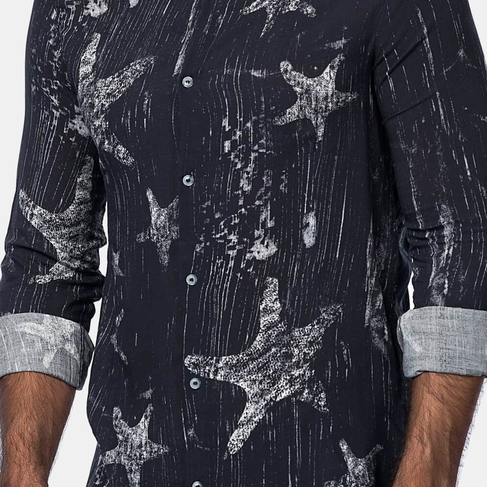 Armani Camisa Shirt C6c24 Lh Navy Grey Navy Cinza Shot1