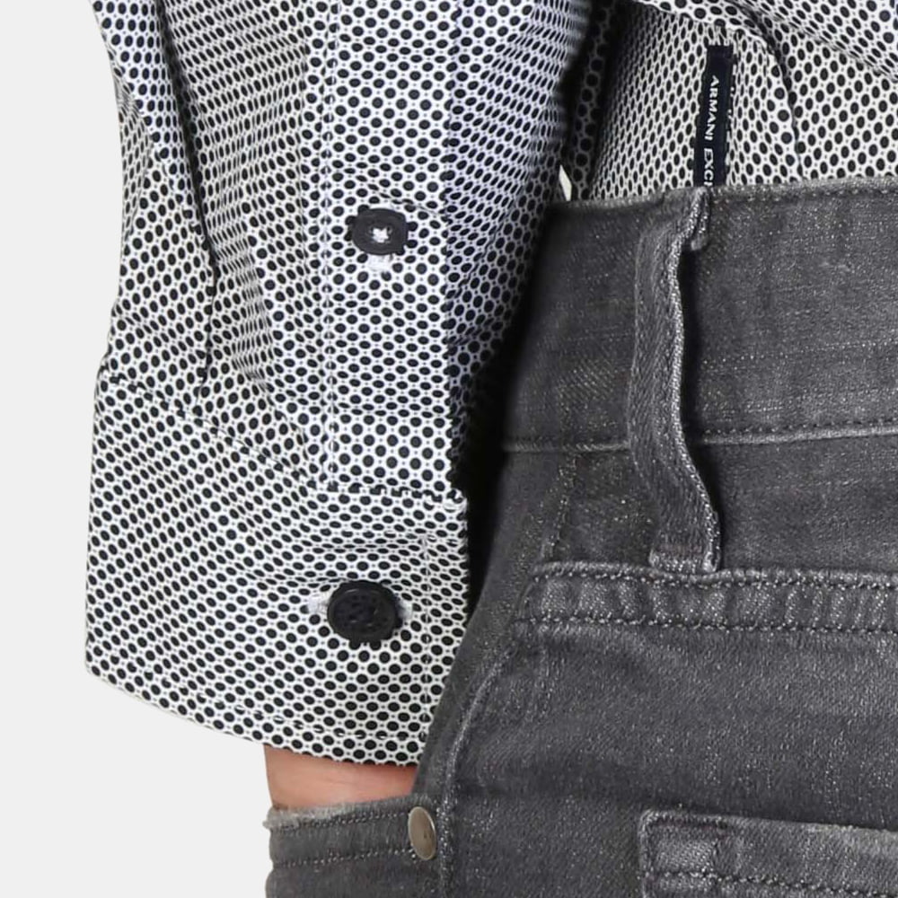 Armani Exchange Camisa Shirt Zc25 Znalz Navy White Navy Branco Shot3