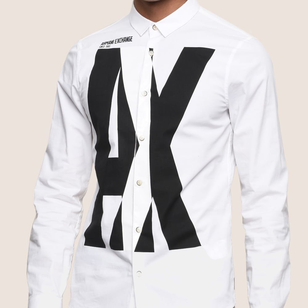 Armani Exchange Camisa Shirt Zc28 Znalz White Branco Shot9
