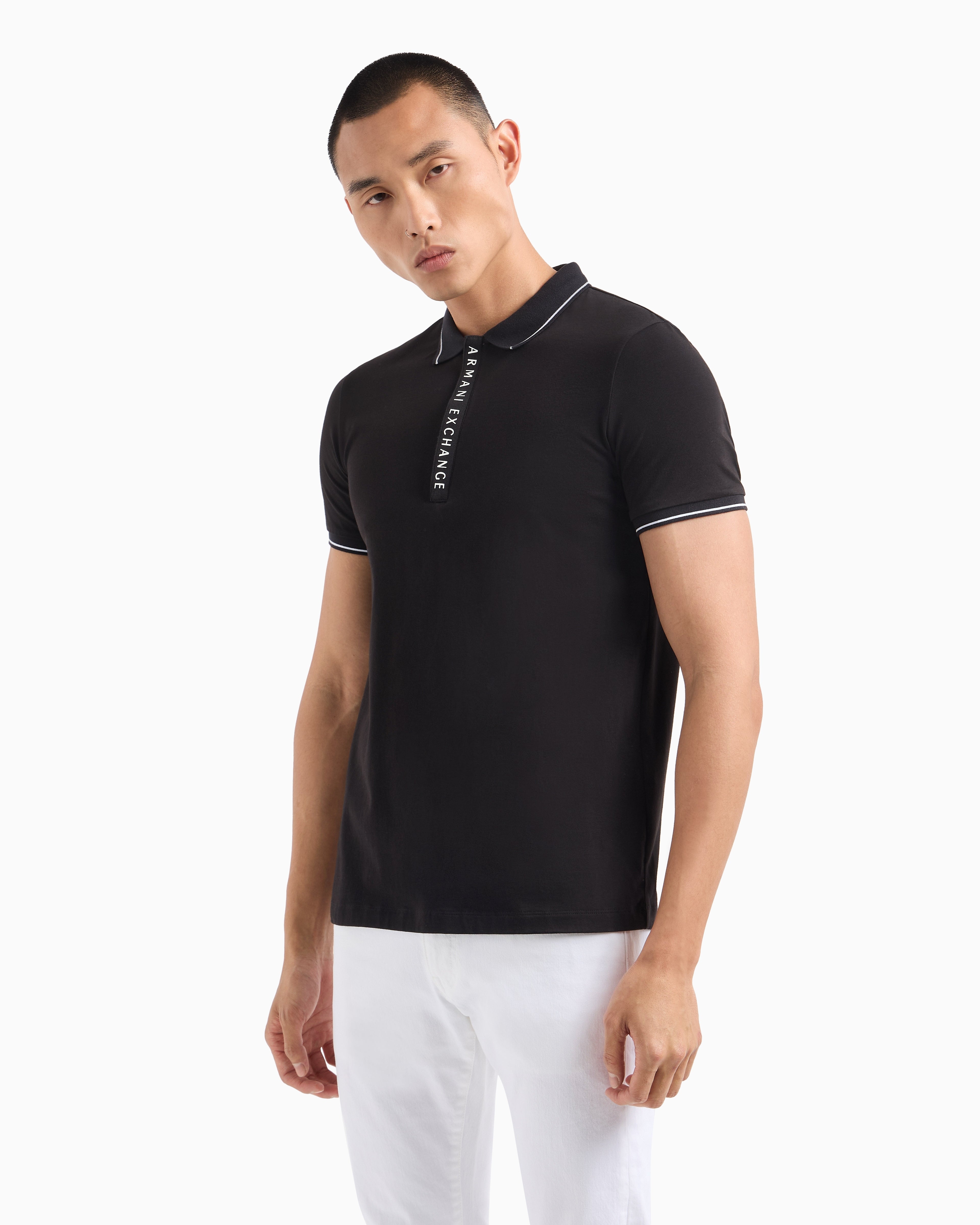 Armani Exchange Polo 8nzf71 Zjh2z Black Preto_shot2