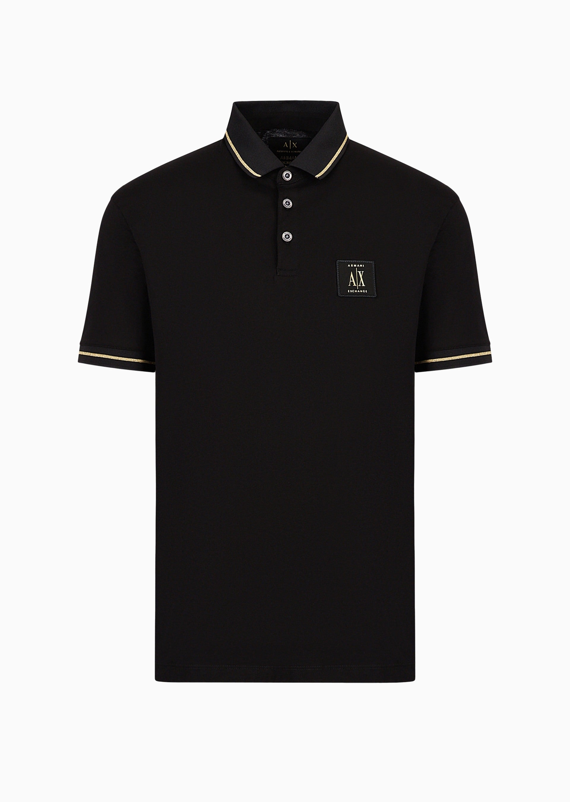 Armani Exchange Polo 8nzfpq Zjh4z Blk Gold Preto Ouro_shot1