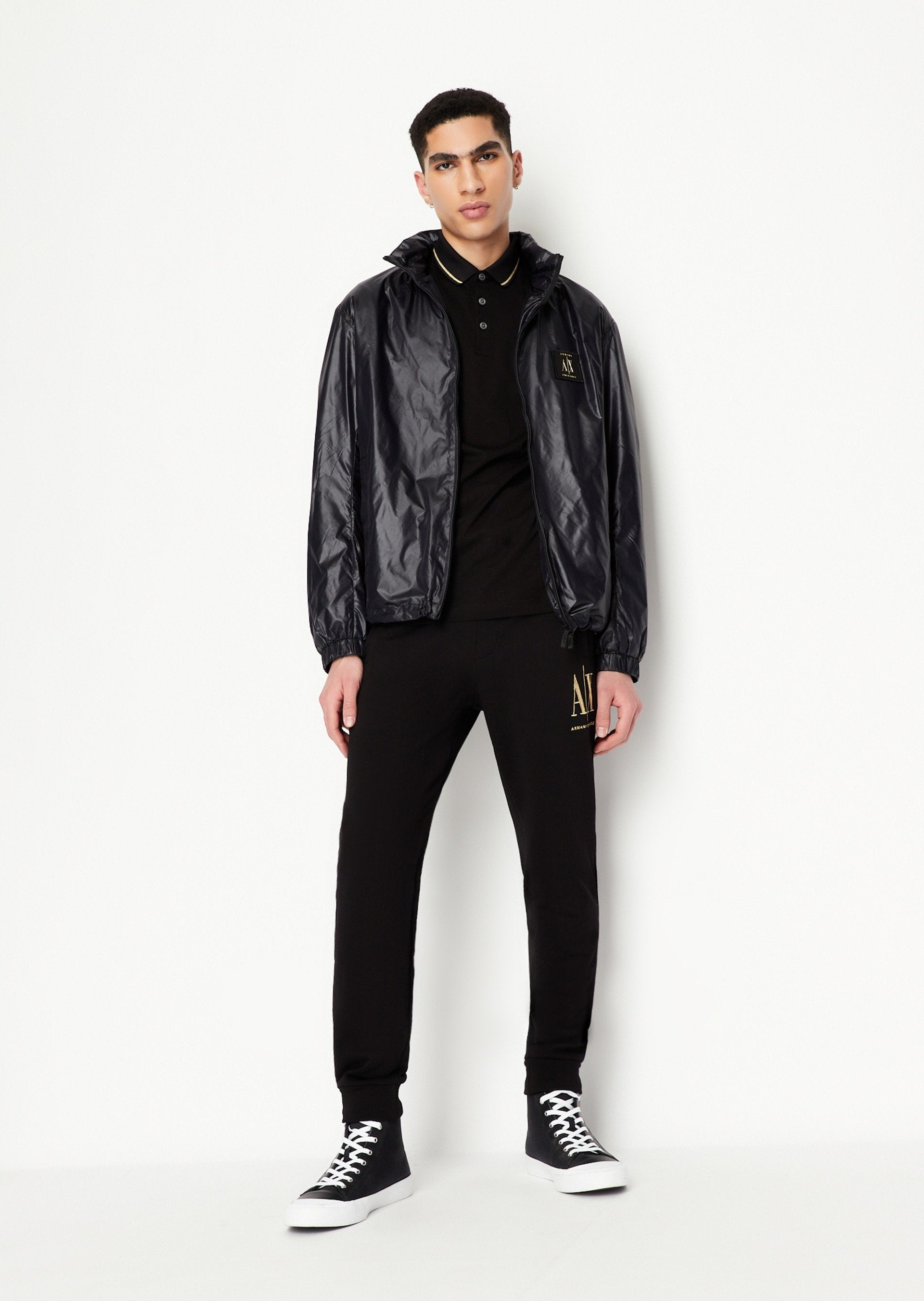 Armani Exchange Polo 8nzfpq Zjh4z Blk Gold Preto Ouro_shot3