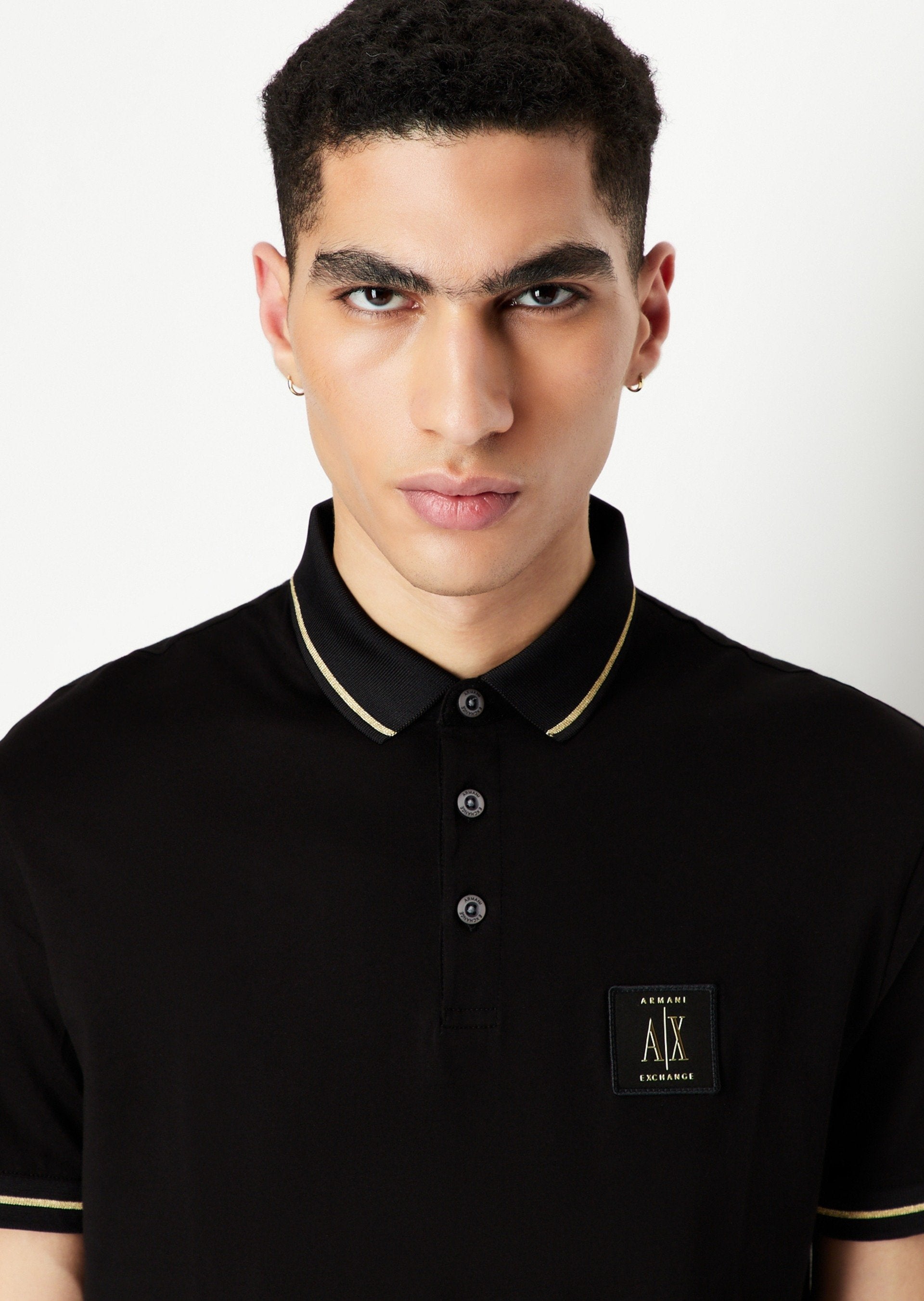 Armani Exchange Polo 8nzfpq Zjh4z Blk Gold Preto Ouro_shot4