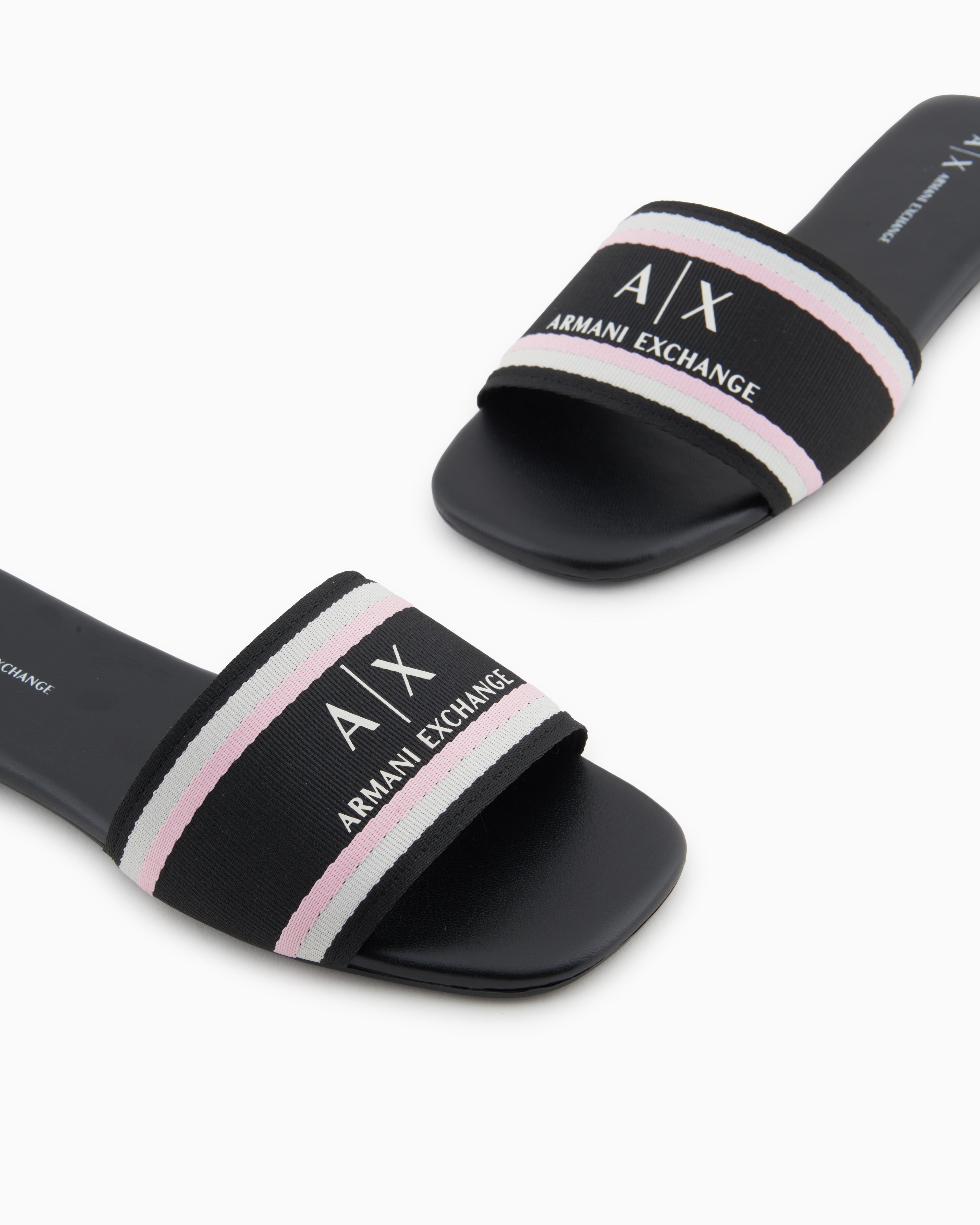 Armani Exchange Sandalias Sandals Xdp056 Xv922 Black Pink Preto Rosa_shot1