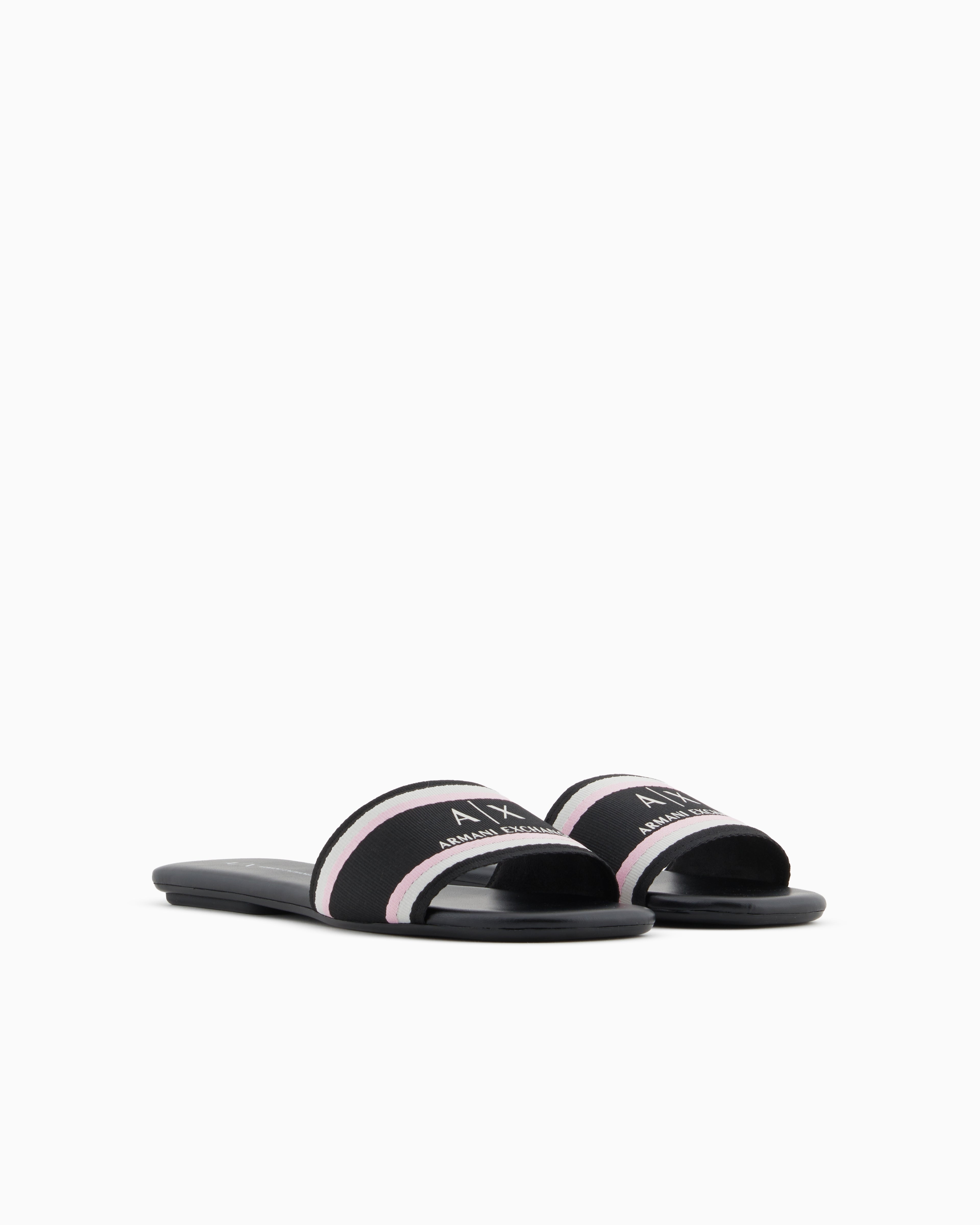 Armani Exchange Sandalias Sandals Xdp056 Xv922 Black Pink Preto Rosa_shot3