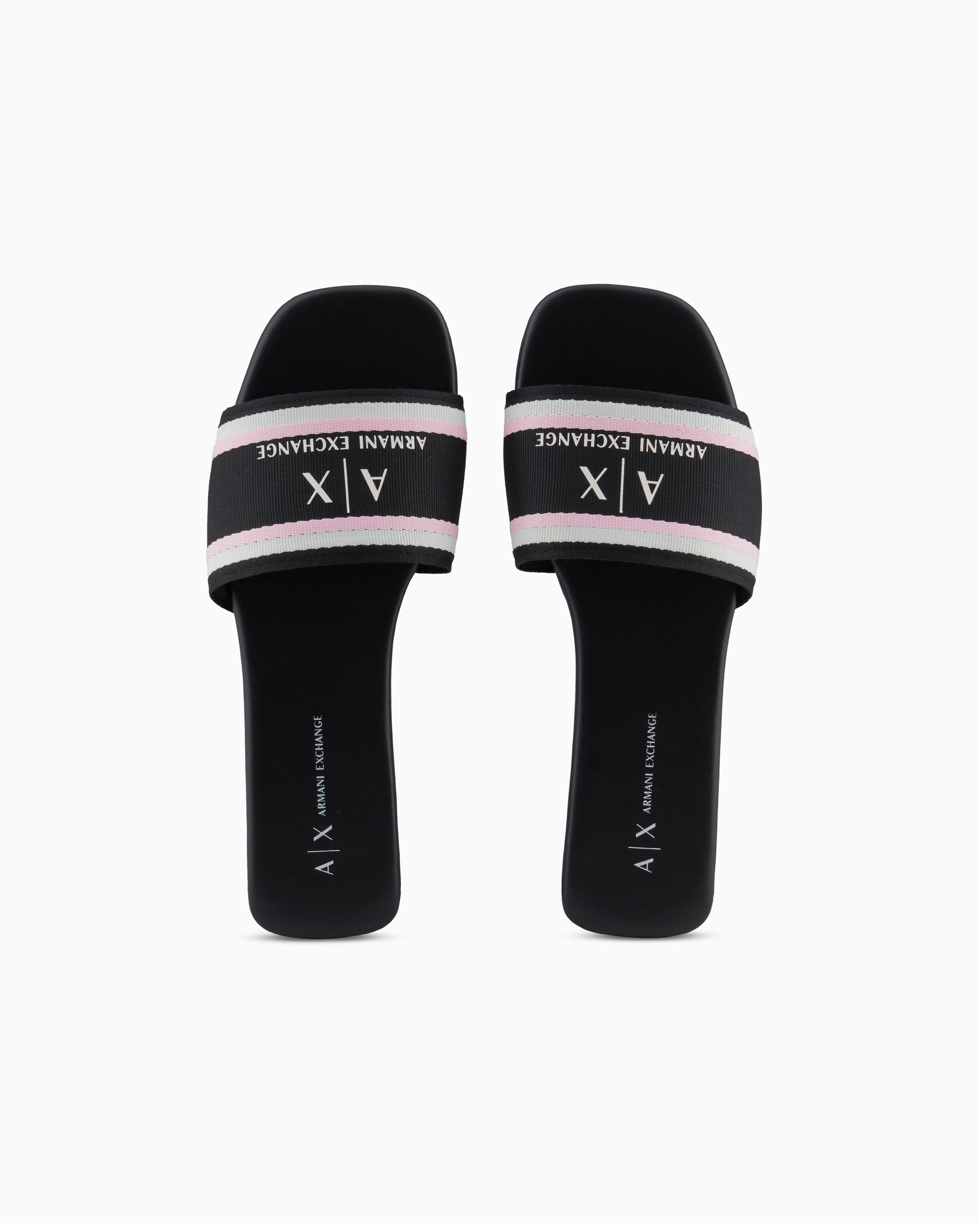 Armani Exchange Sandalias Sandals Xdp056 Xv922 Black Pink Preto Rosa_shot6