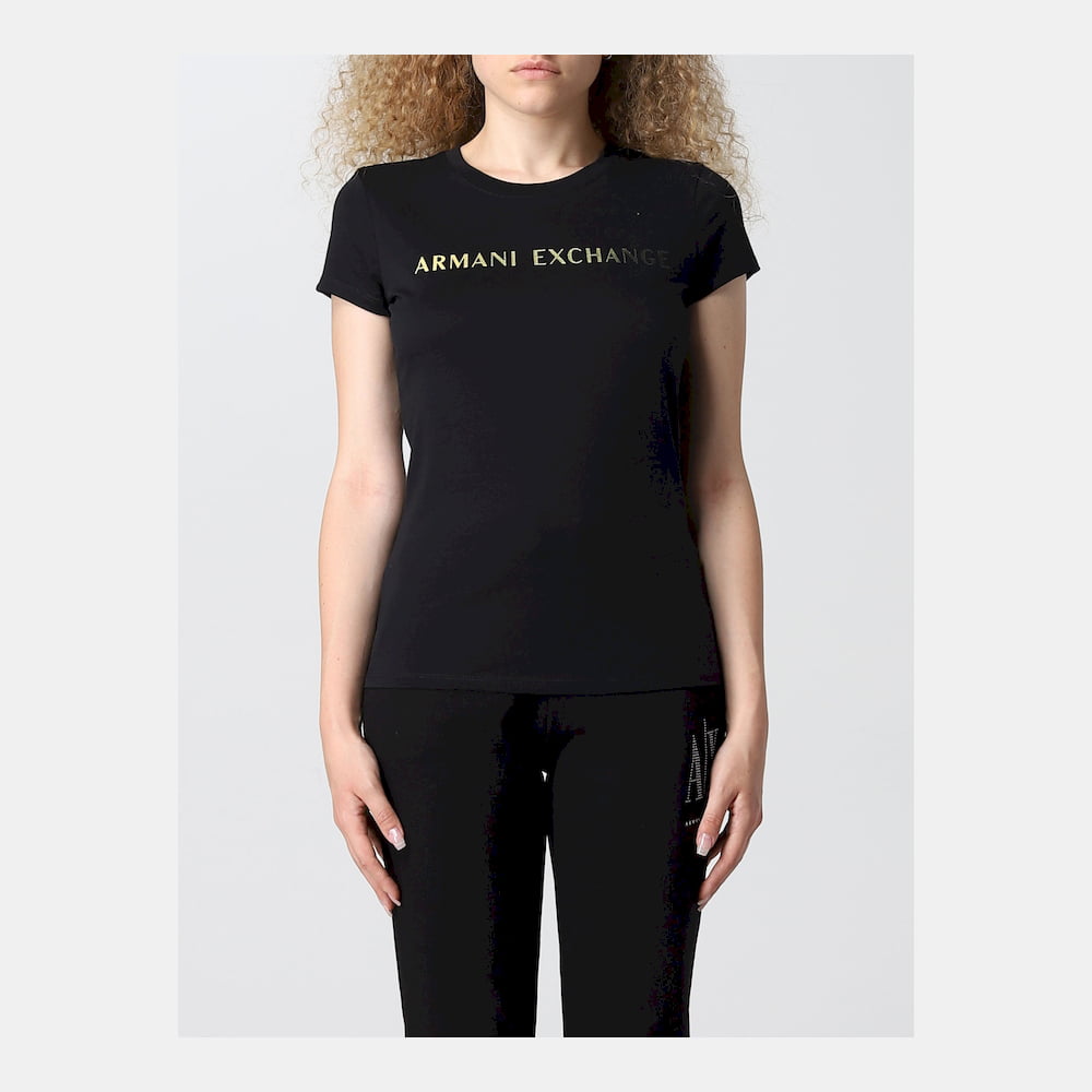 Armani Exchange T Shirt 6lyt13 Yj8qz Blk Gold Preto Ouro Shot2