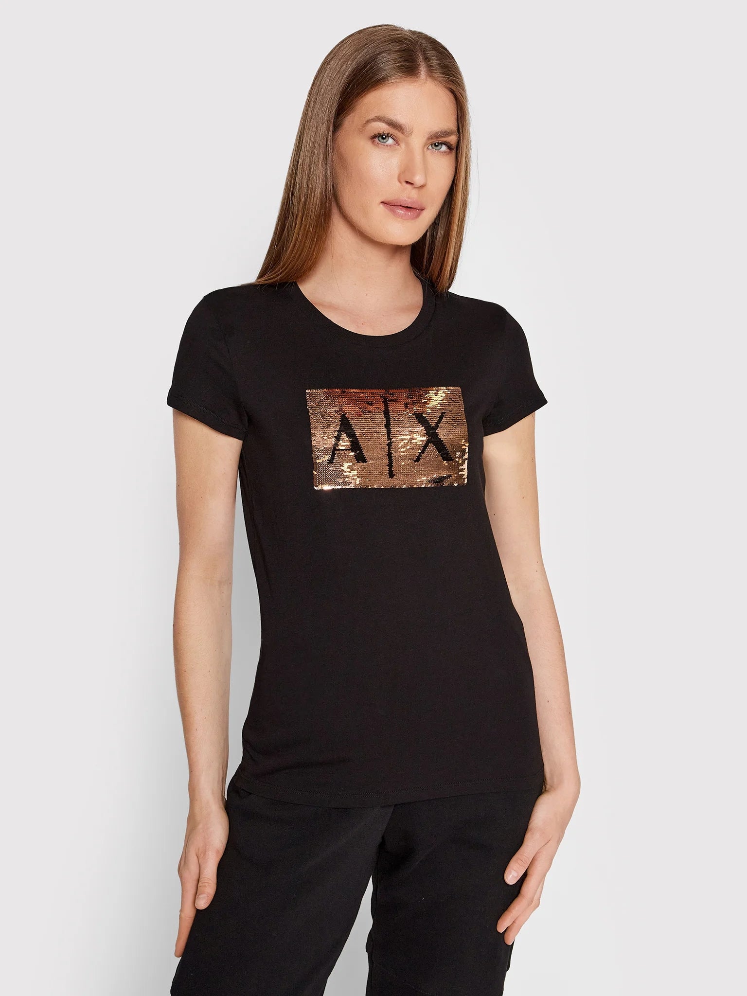 Armani Exchange T Shirt 8nytdl Yj73z Blk Gold Preto Ouro_shot3