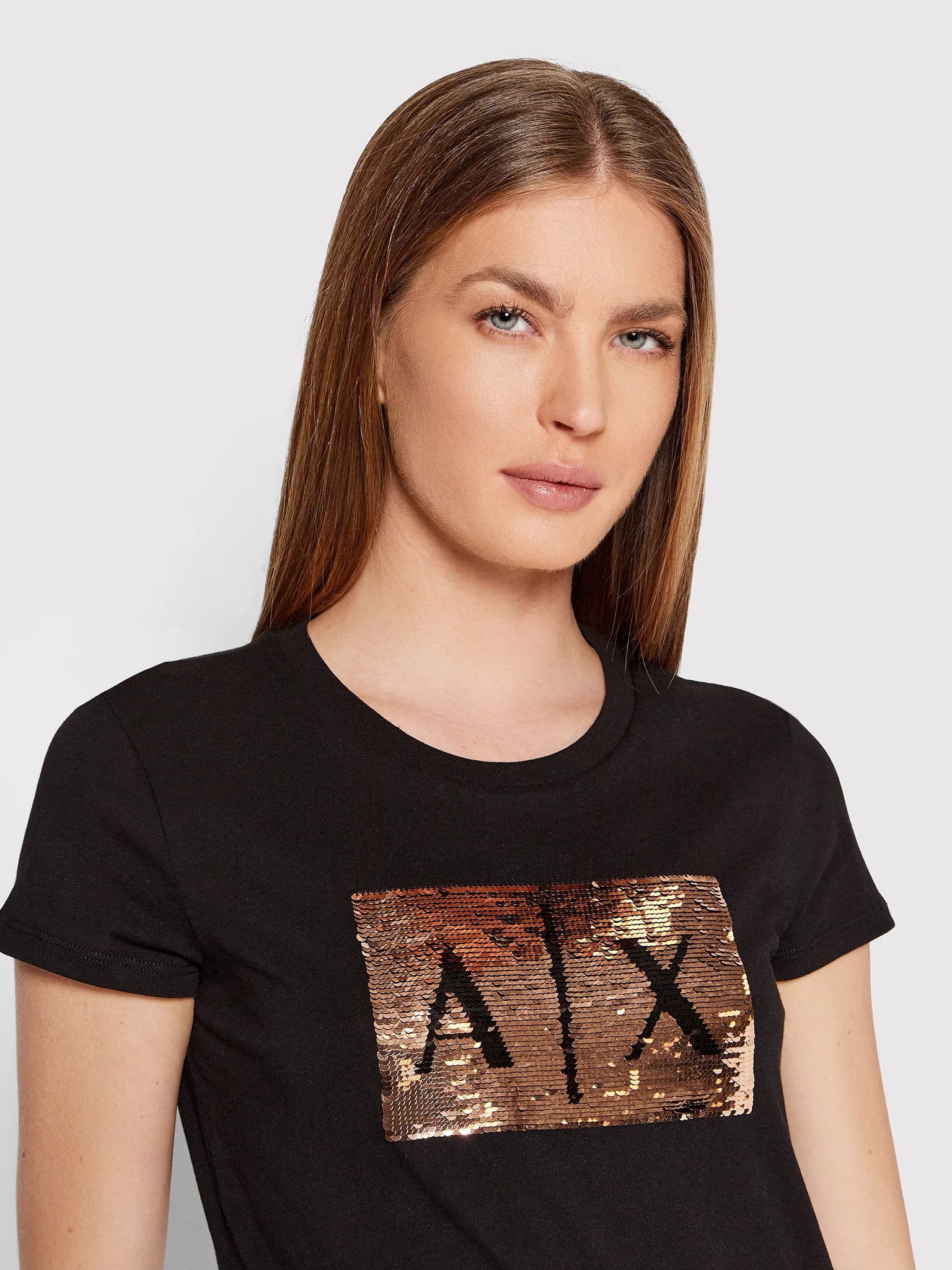 Armani Exchange T Shirt 8nytdl Yj73z Blk Gold Preto Ouro_shot4