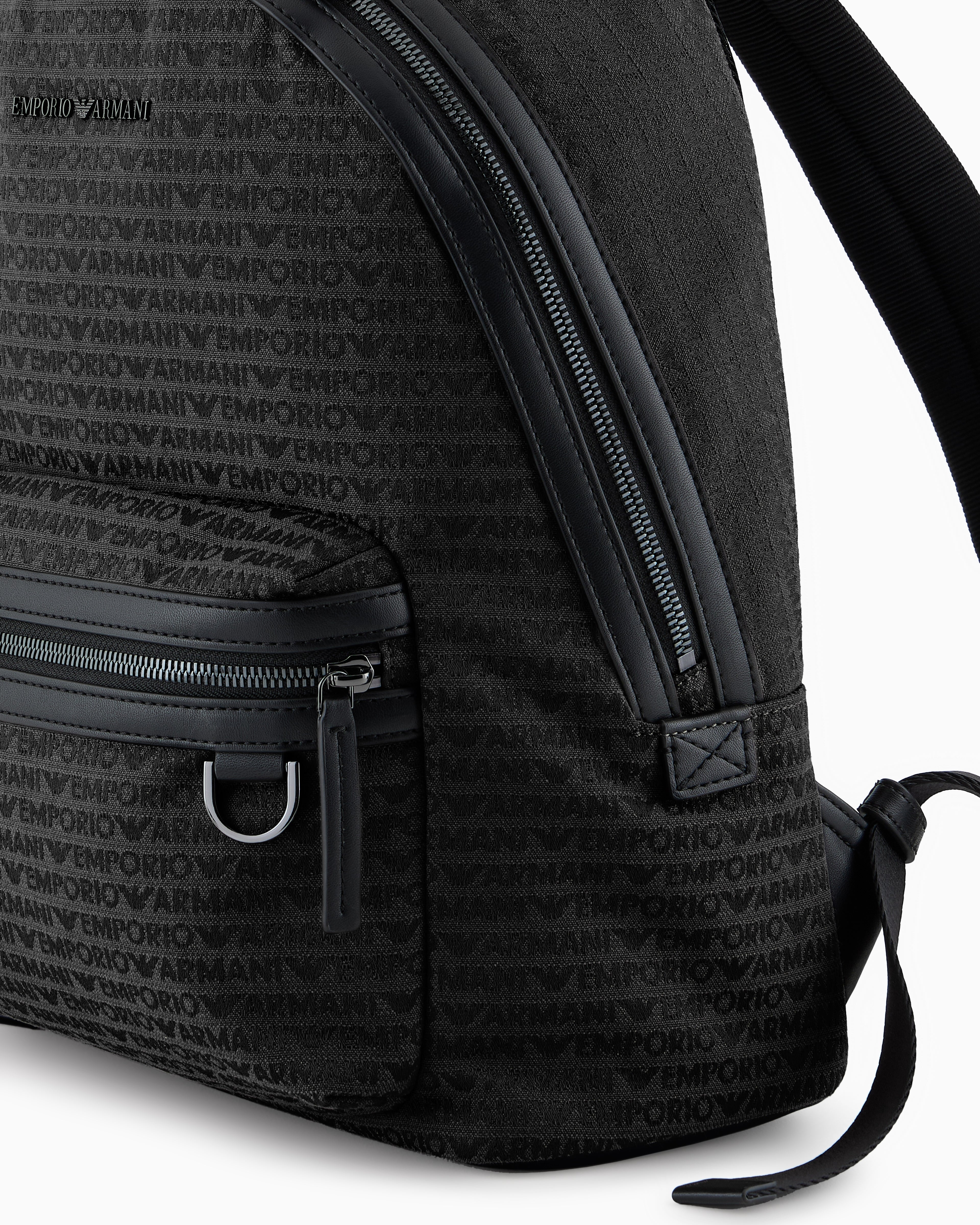 Mochila Emporio Armani Preto Logo Jacquard