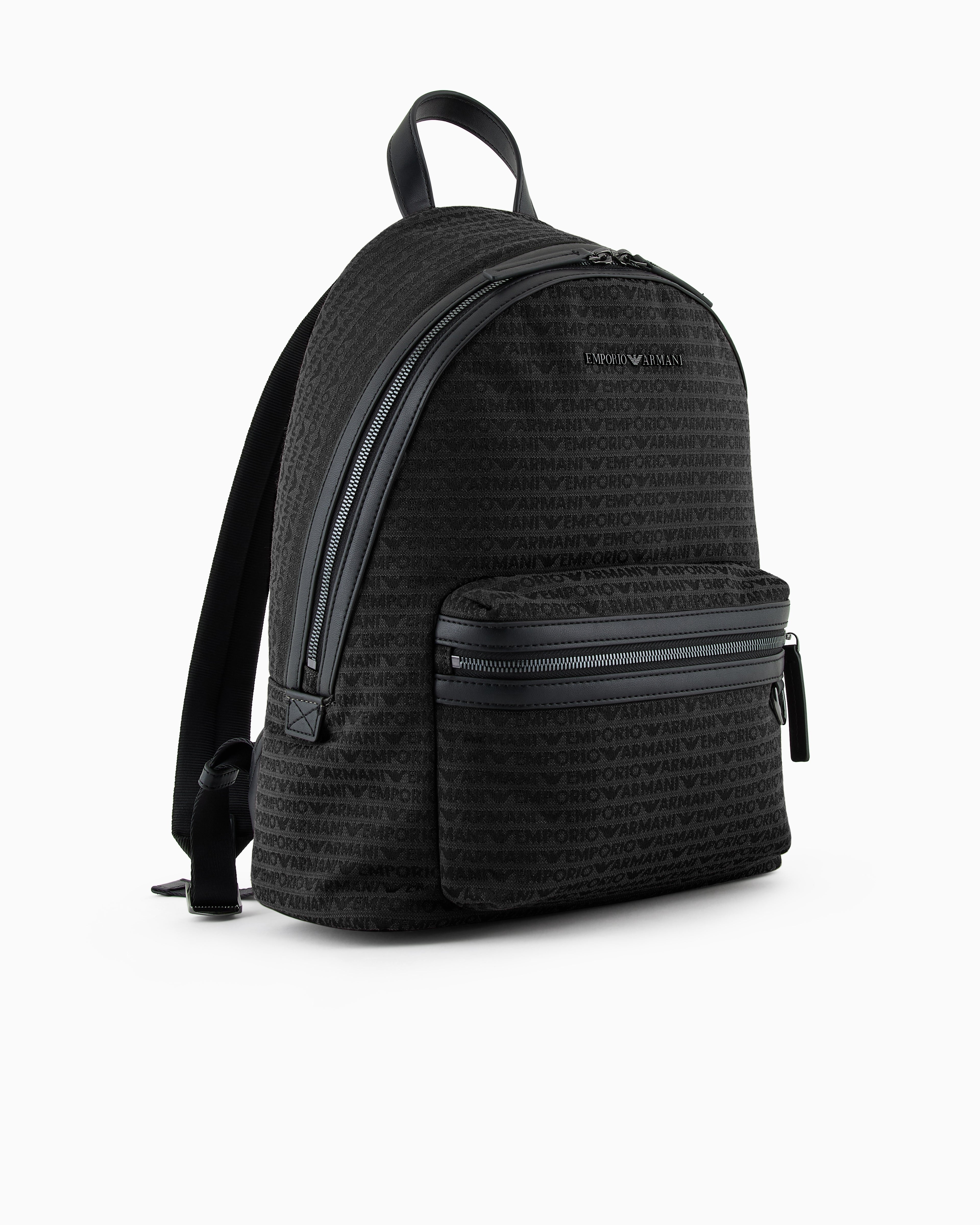 Mochila Emporio Armani Preto Logo Jacquard