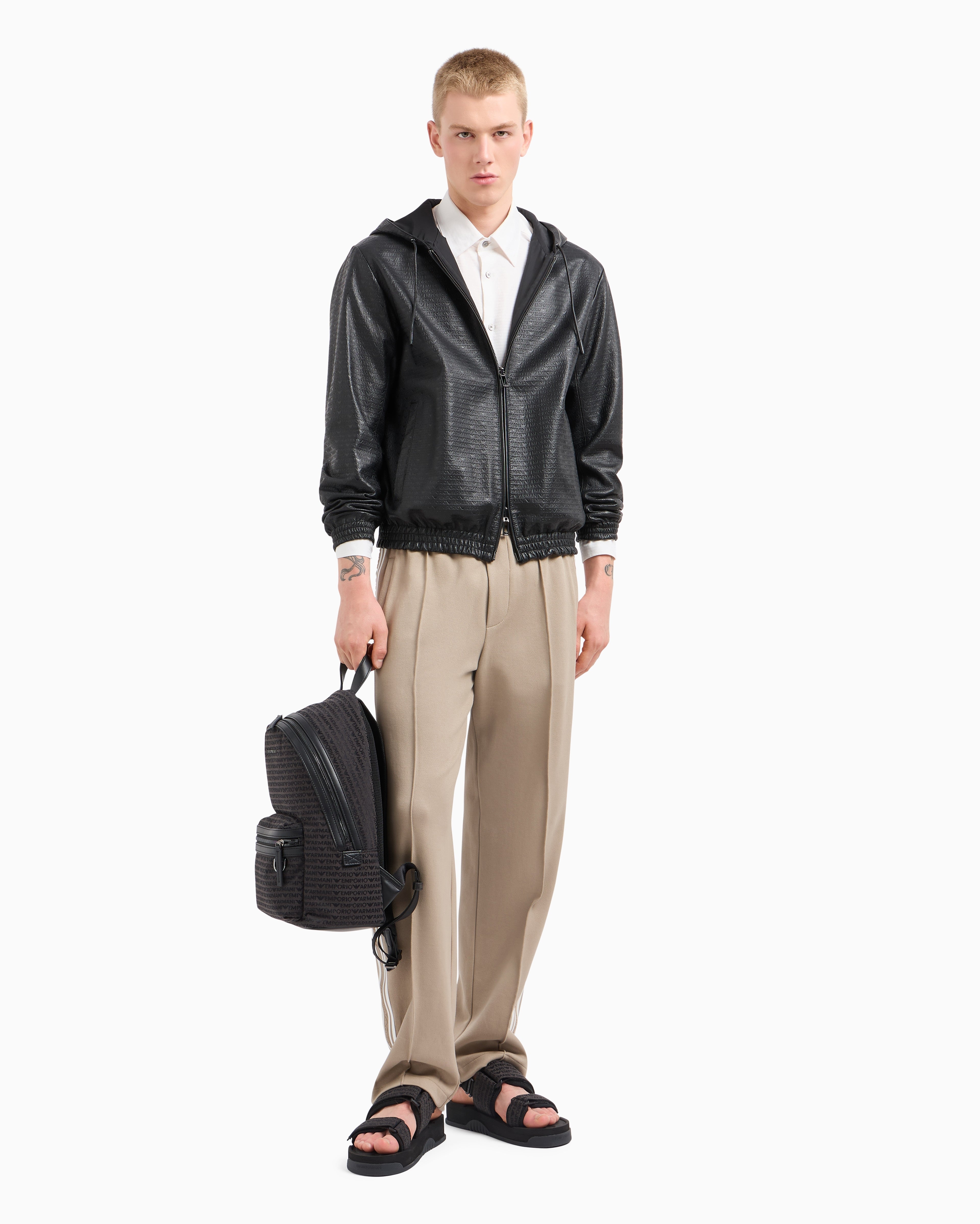 Mochila Emporio Armani Preto Logo Jacquard