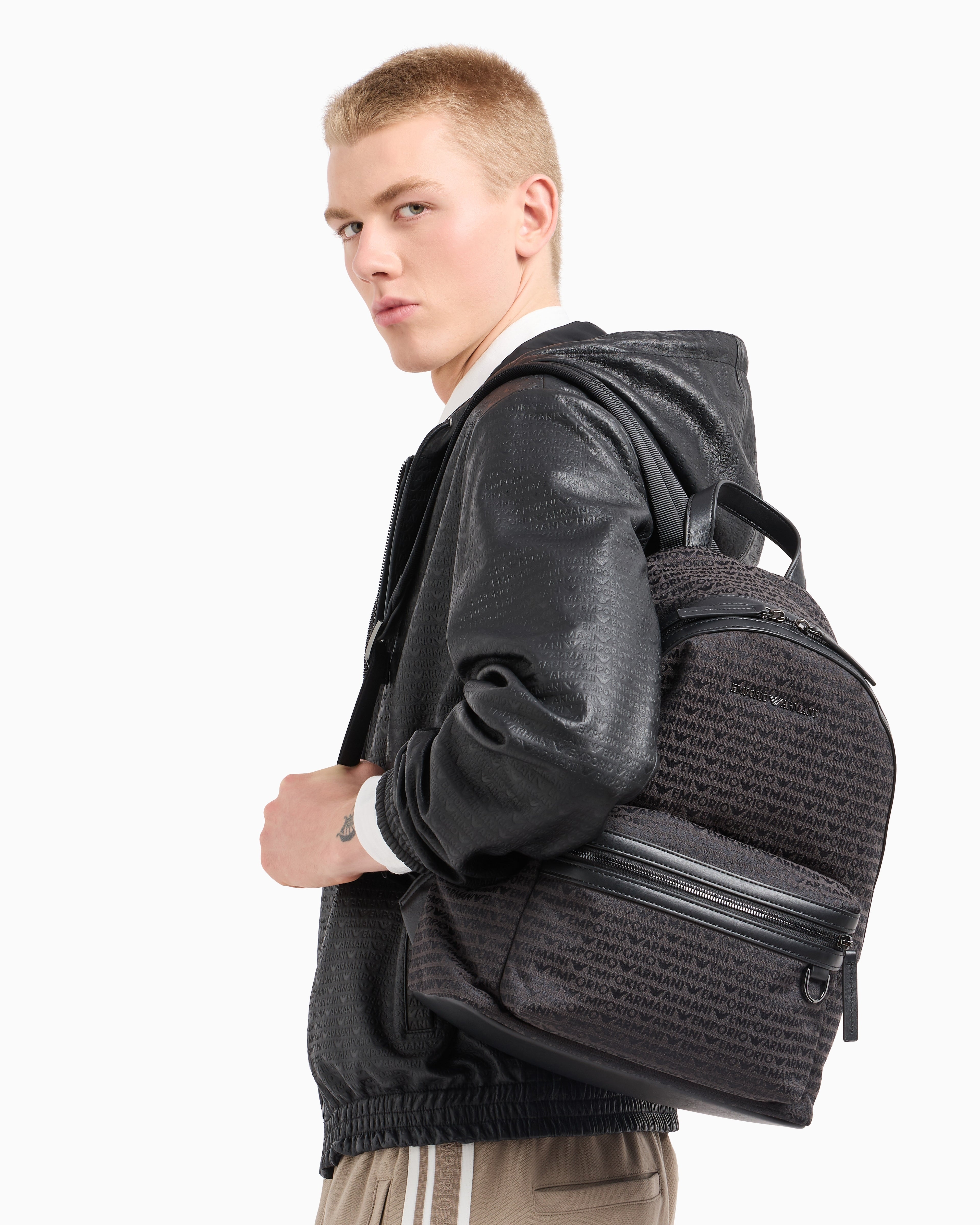 Mochila Emporio Armani Preto Logo Jacquard