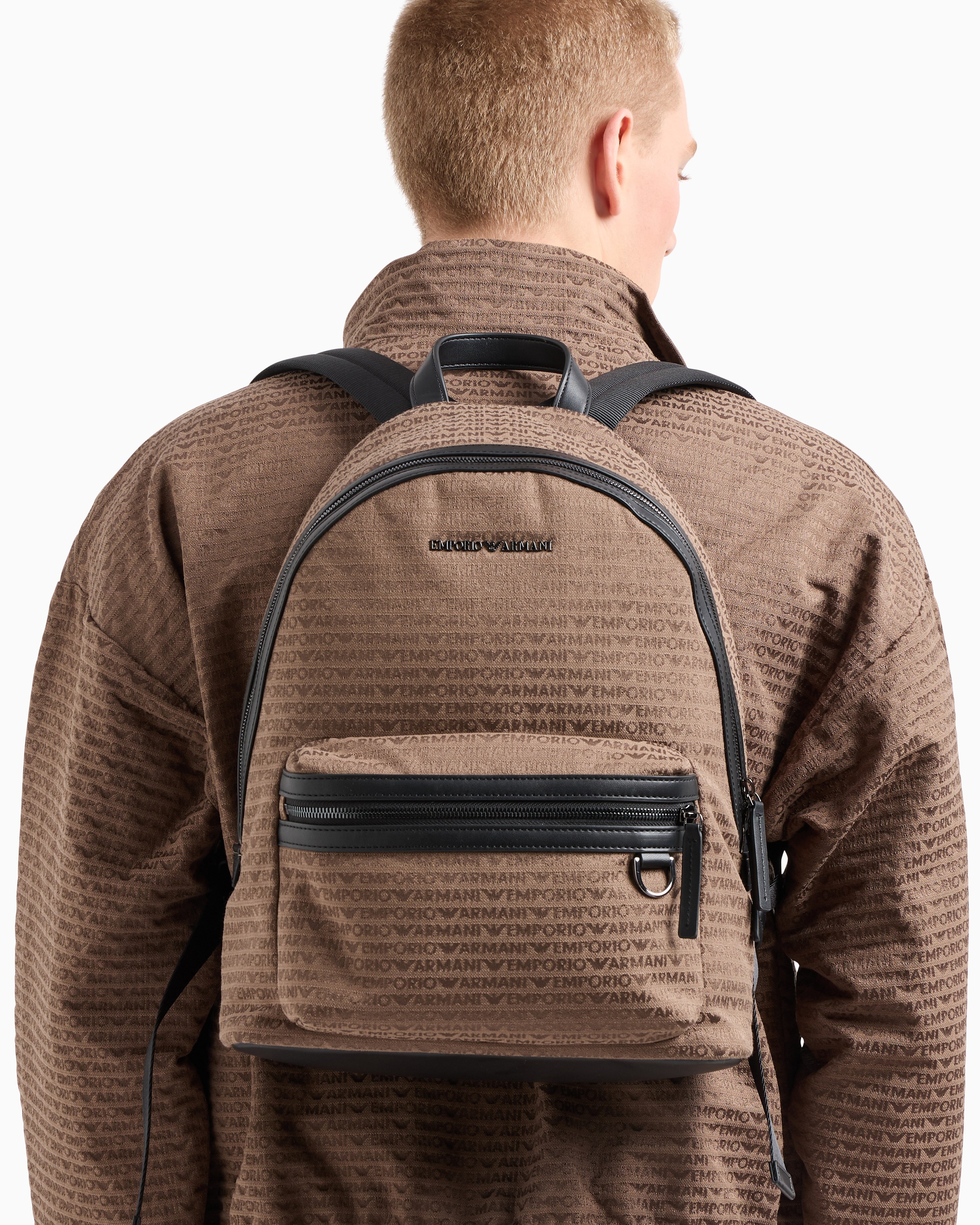 Mochila Emporio Armani Chocolate Logo Jacquard