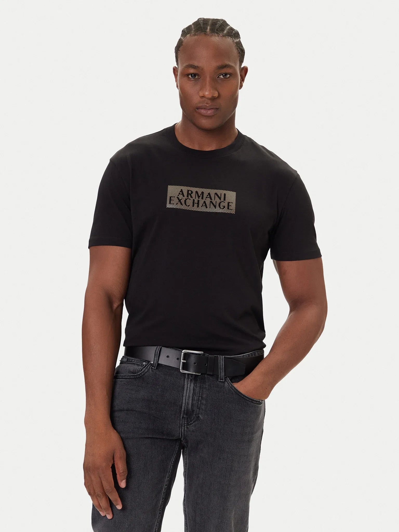 Armani T Shirt Xm001911 Af10356 Blk Gold Preto Ouro_shot1