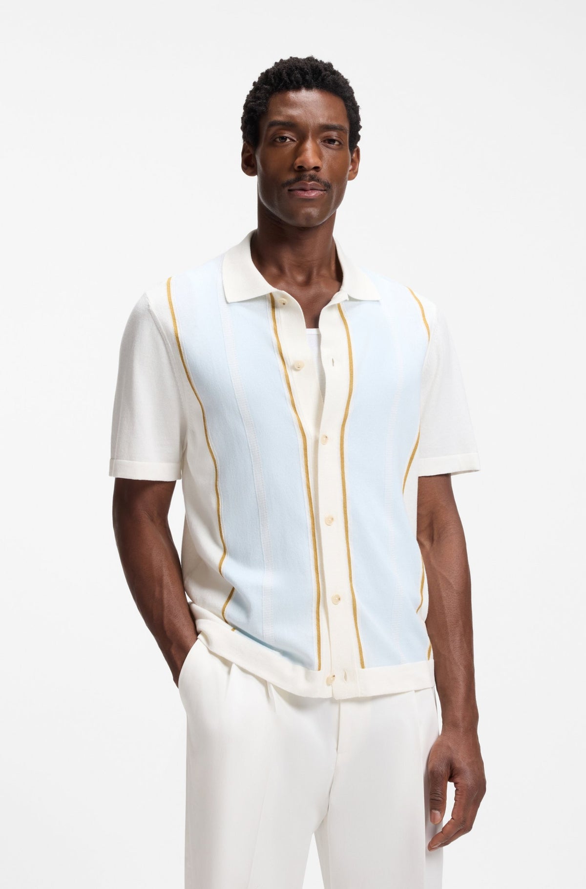 Boss Camisa Shirt C Lastro Whi Blue Branco Azul_shot1