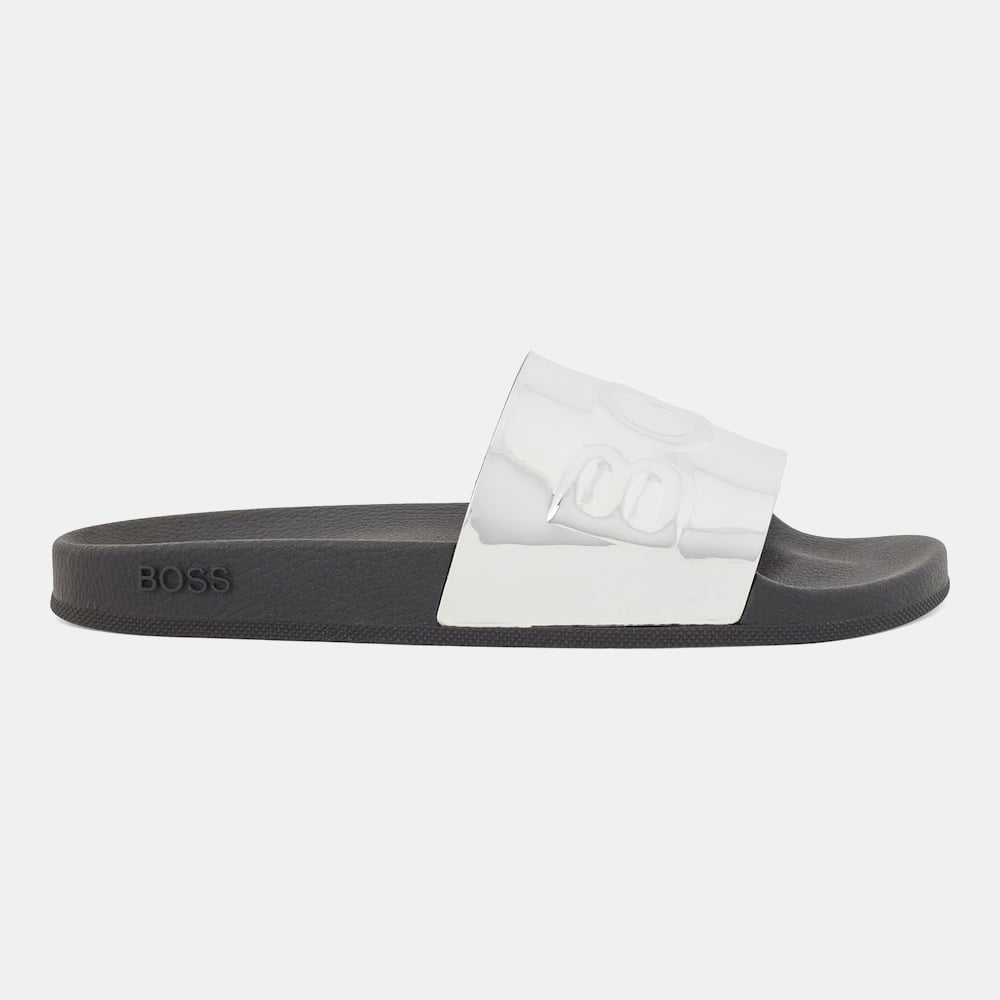 Boss Chinelos Slippers Bayslidmtlg Silver Prata Shot6