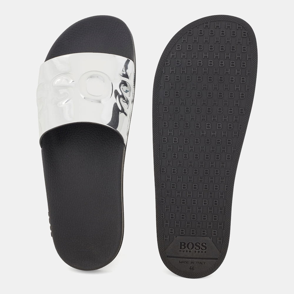 Boss Chinelos Slippers Bayslidmtlg Silver Prata Shot8