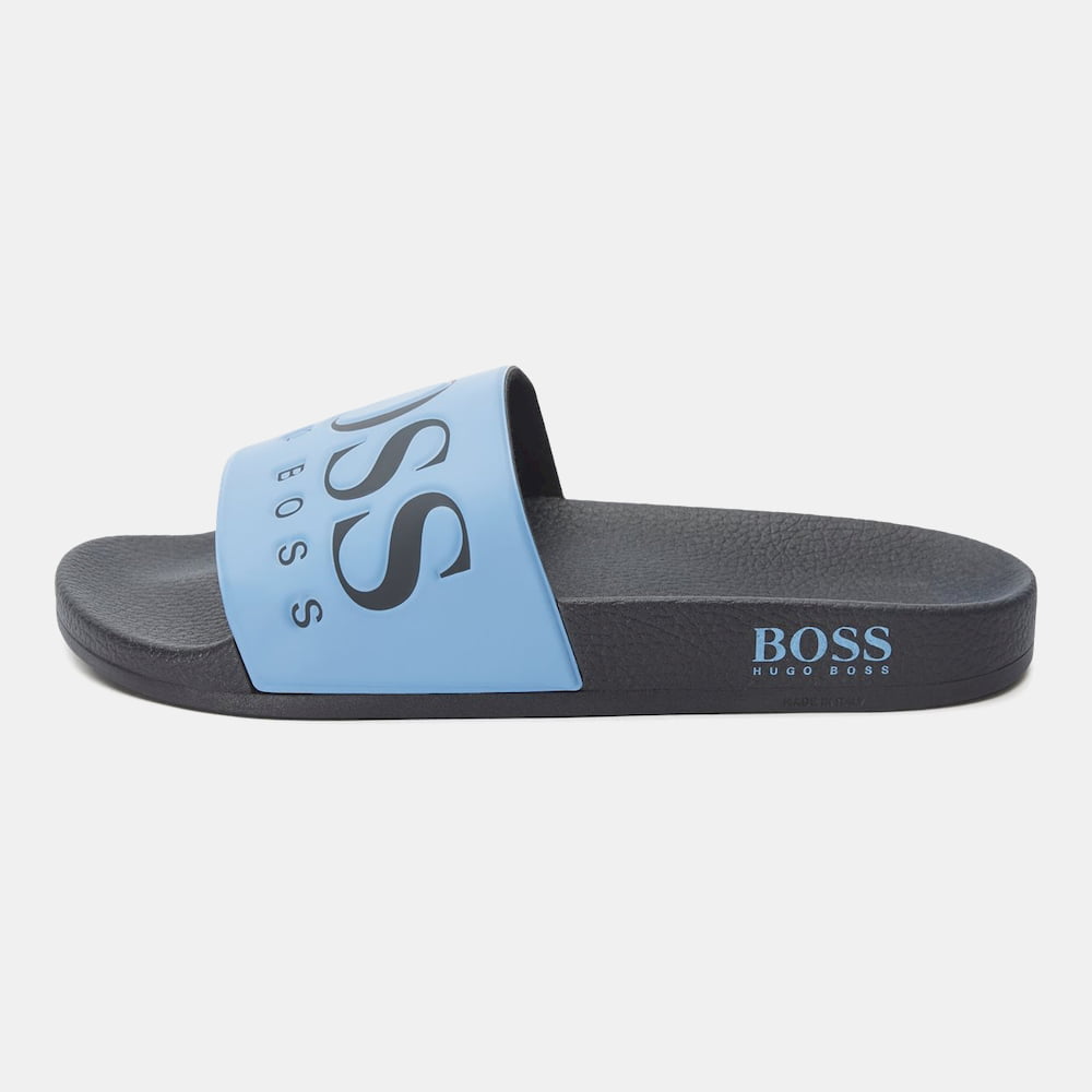 Boss Chinelos Slippers Solarslidlogo Blue Azul Shot2