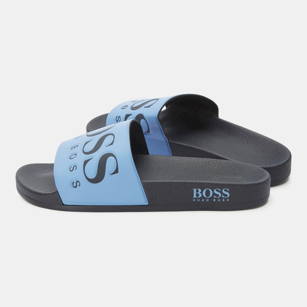 Boss Chinelos Slippers Solarslidlogo Blue Azul Shot6