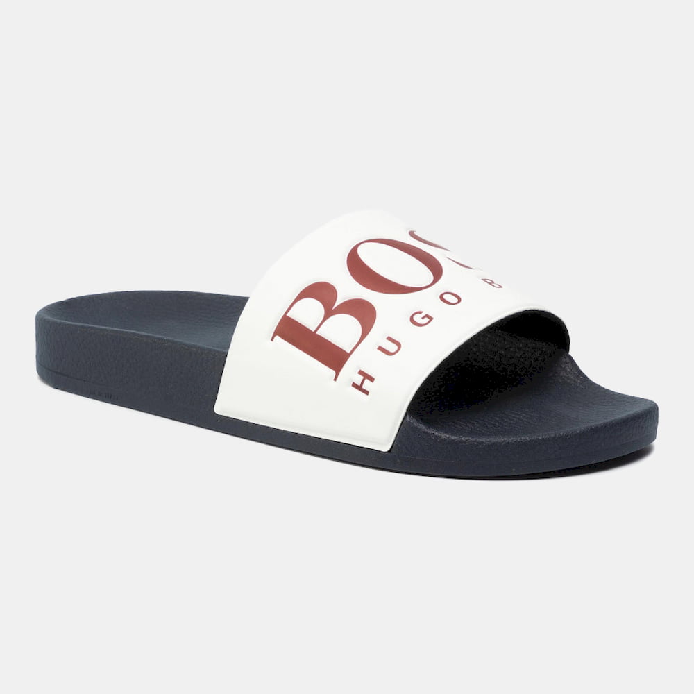 Boss Chinelos Slippers Solarslidlogo White Red Branco Vermelho Shot2