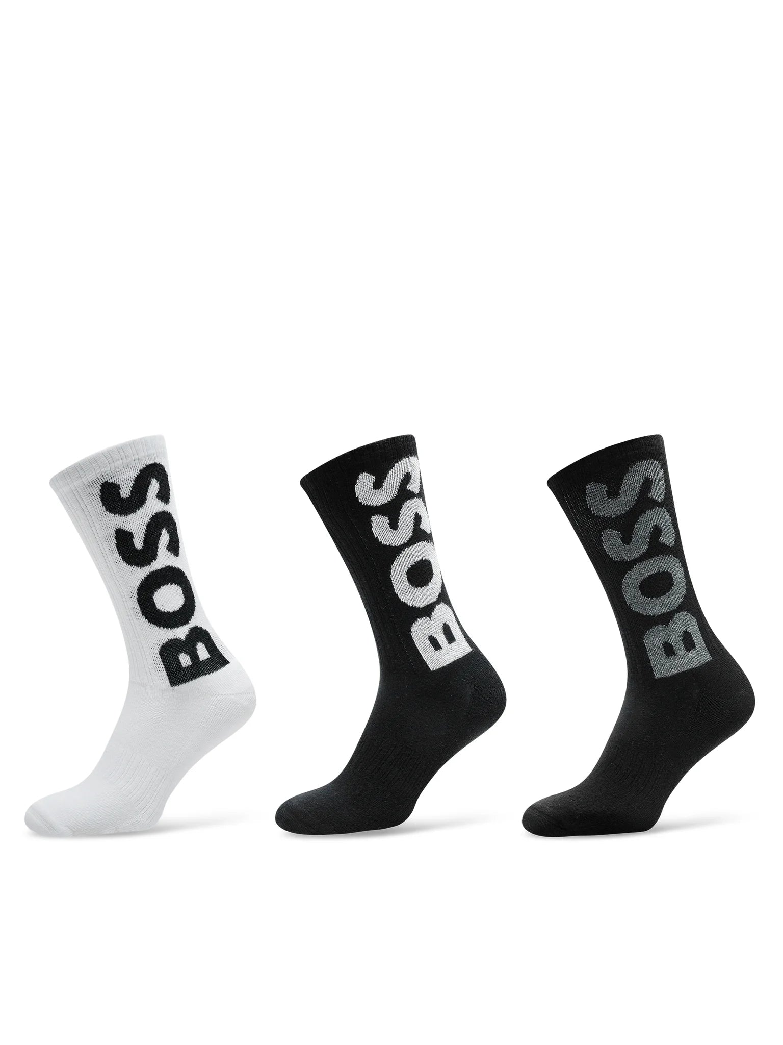 Boss Meias Socks 3pqsriblogocc Blk White Preto Branco_shot1