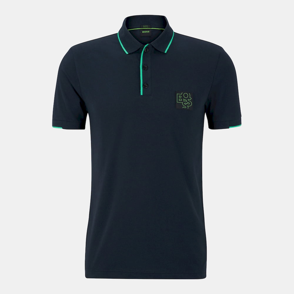 Boss Polo Paul Badge Blk Green Preto Verde Shot1