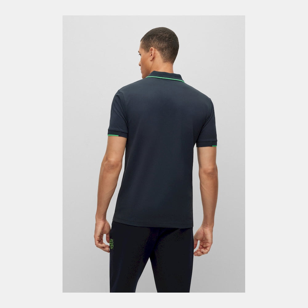 Boss Polo Paul Badge Blk Green Preto Verde Shot5