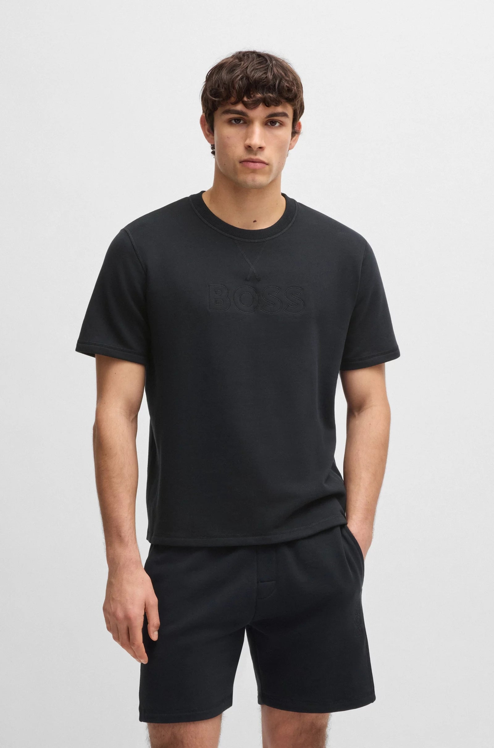 Boss T Shirt David T Shirt Black Preto_shot4