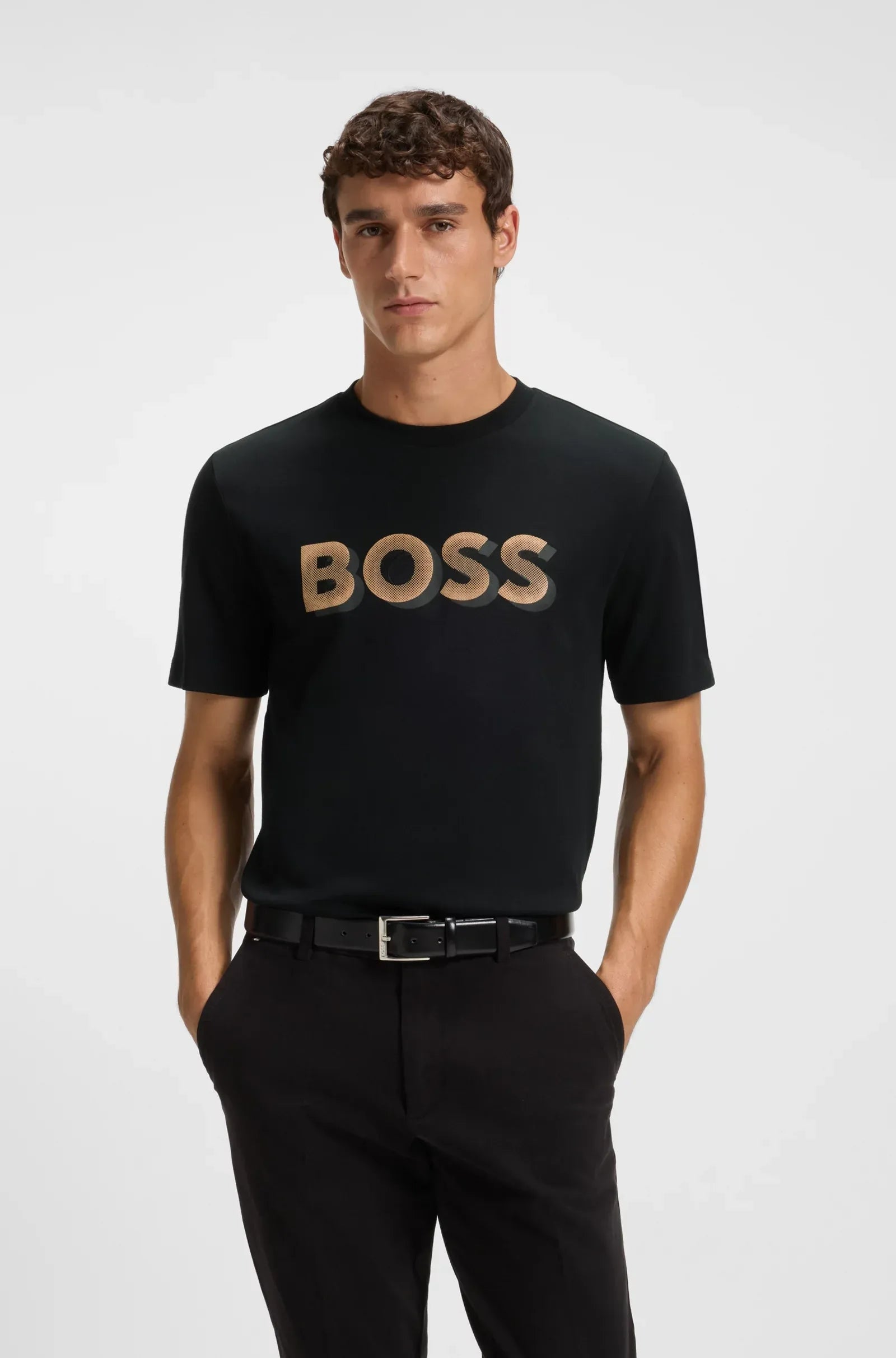 Boss T Shirt H Thompson 656 Black Preto_shot1