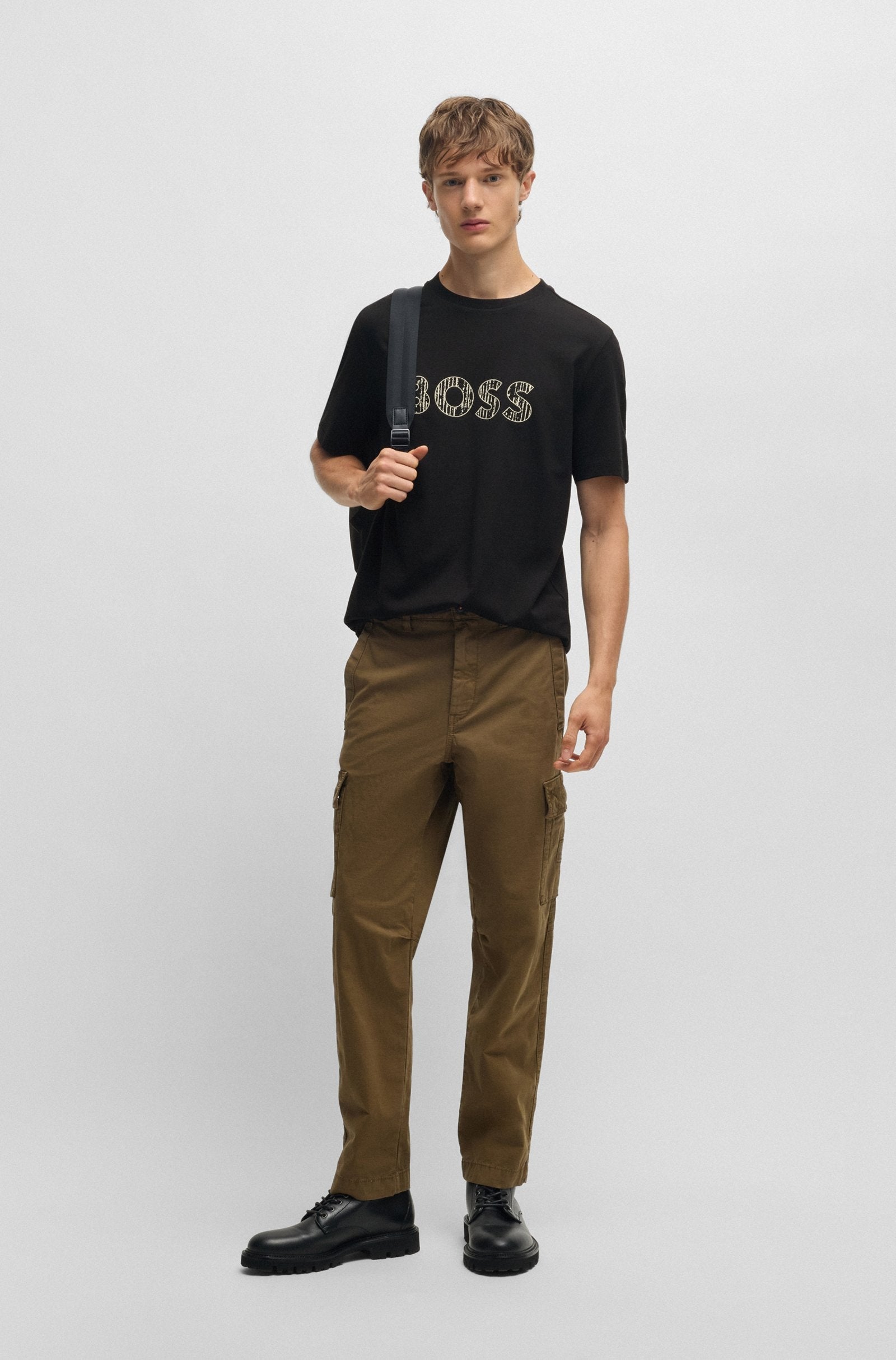 Boss T Shirt Te Logotexture Black Preto_shot2