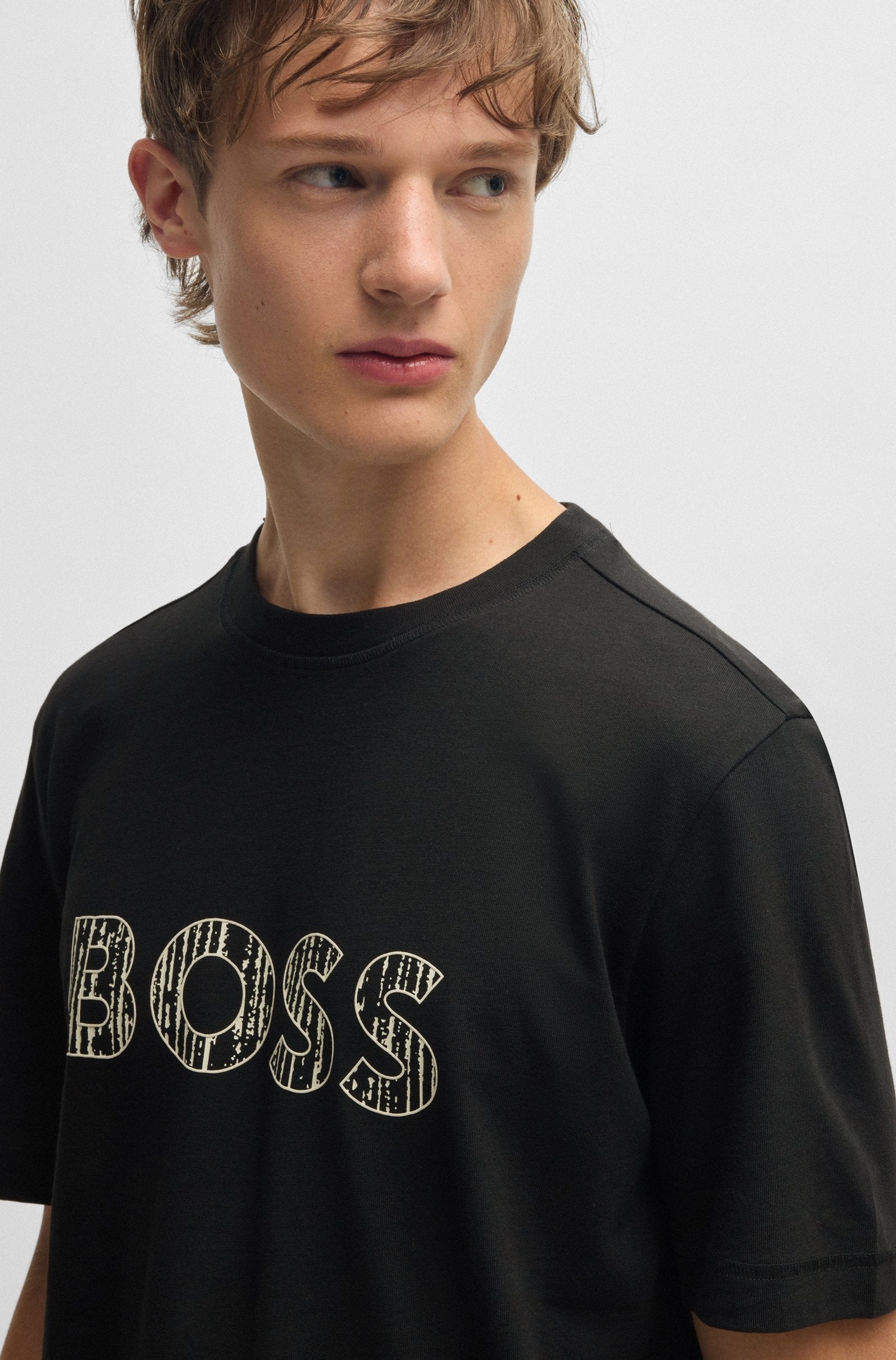 Boss T Shirt Te Logotexture Black Preto_shot3