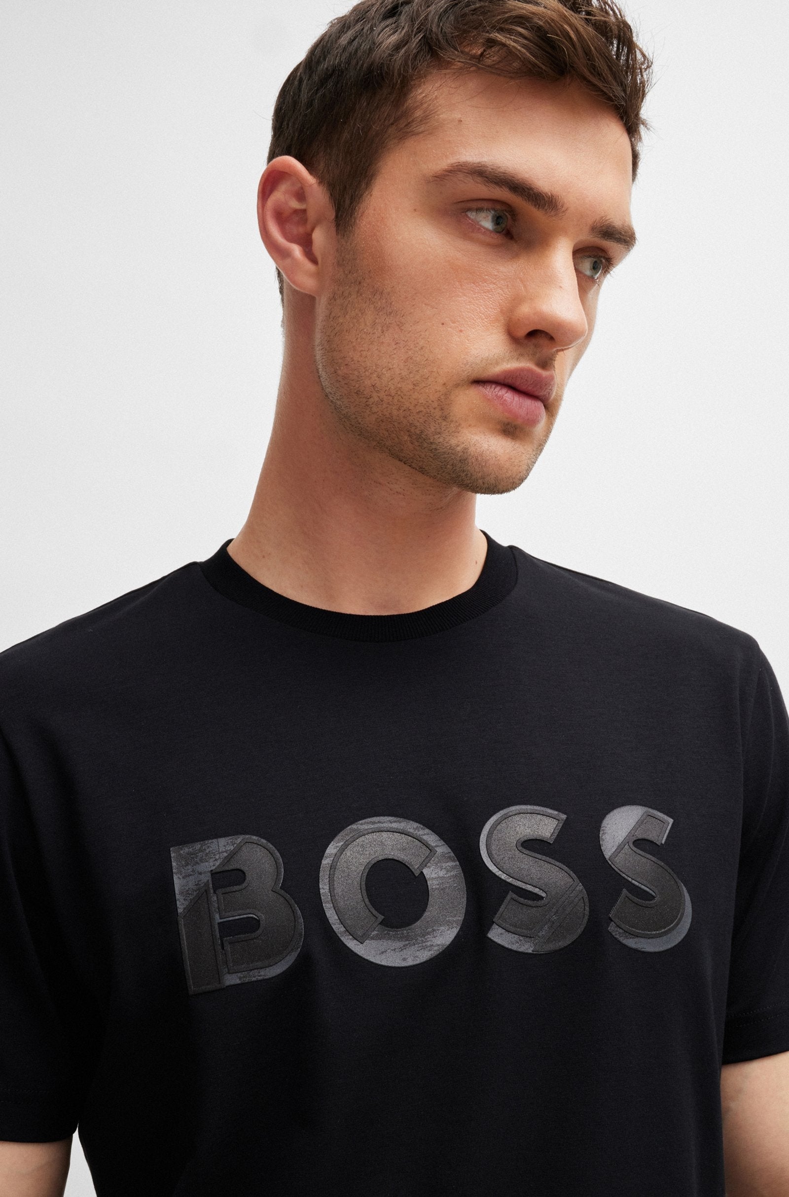 Boss T Shirt Tee Jagged 1 Black Preto_shot2