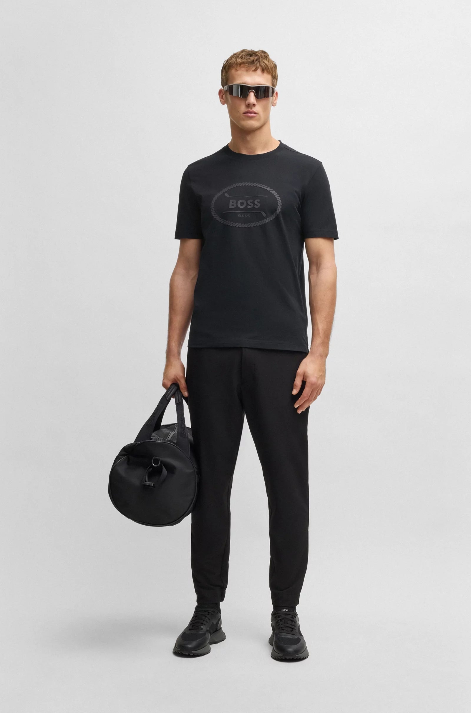 Boss T Shirt Tee Logo Herit Black Preto_shot2