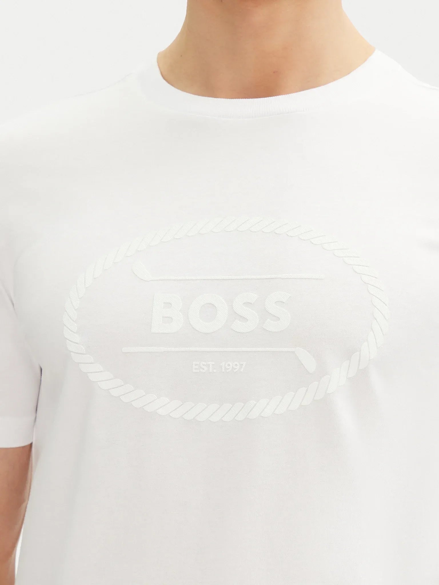 Boss T Shirt Tee Logo Herit White Branco_shot3