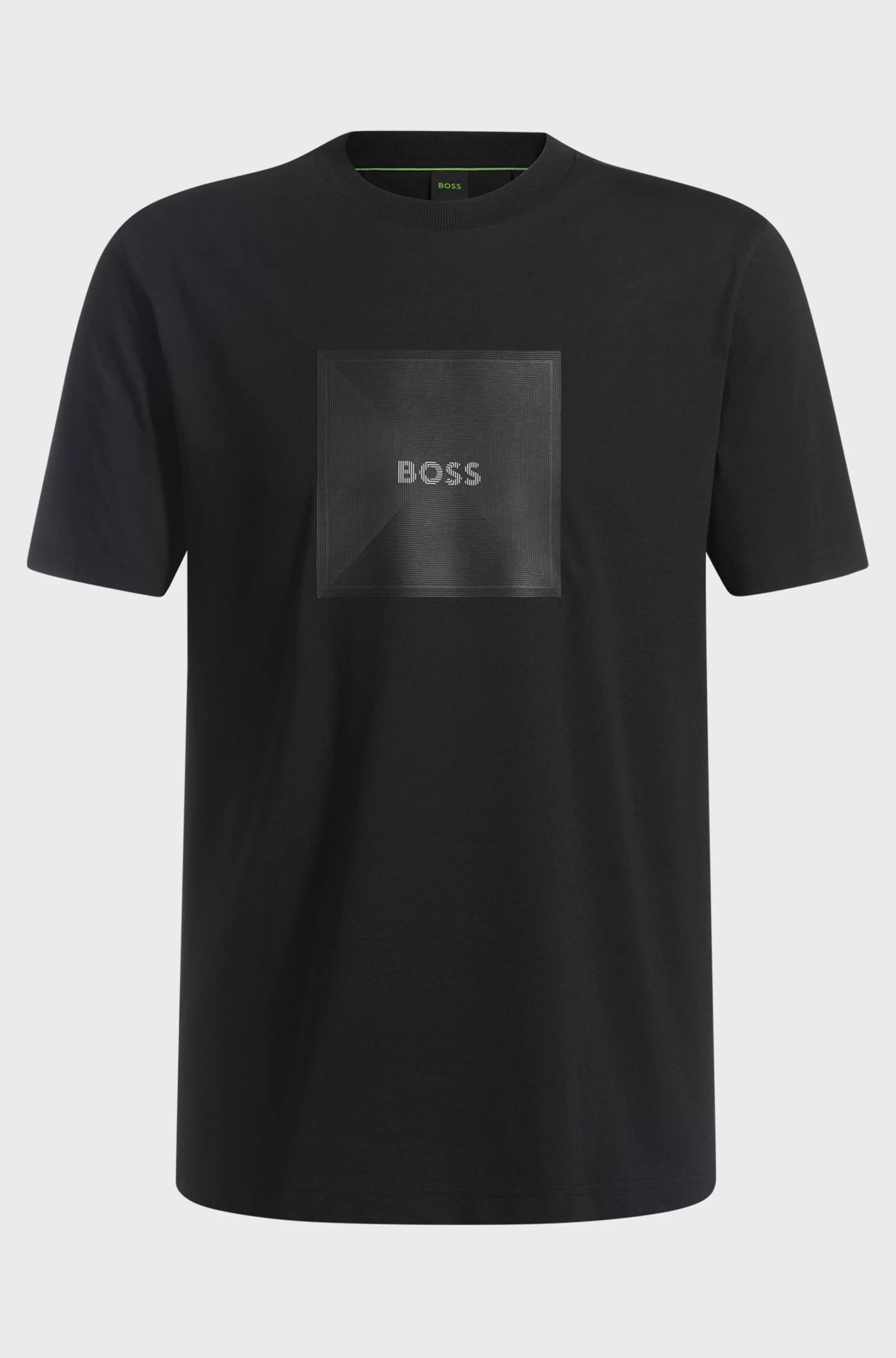Boss T Shirt Tee Logo Rib Black Preto_shot1