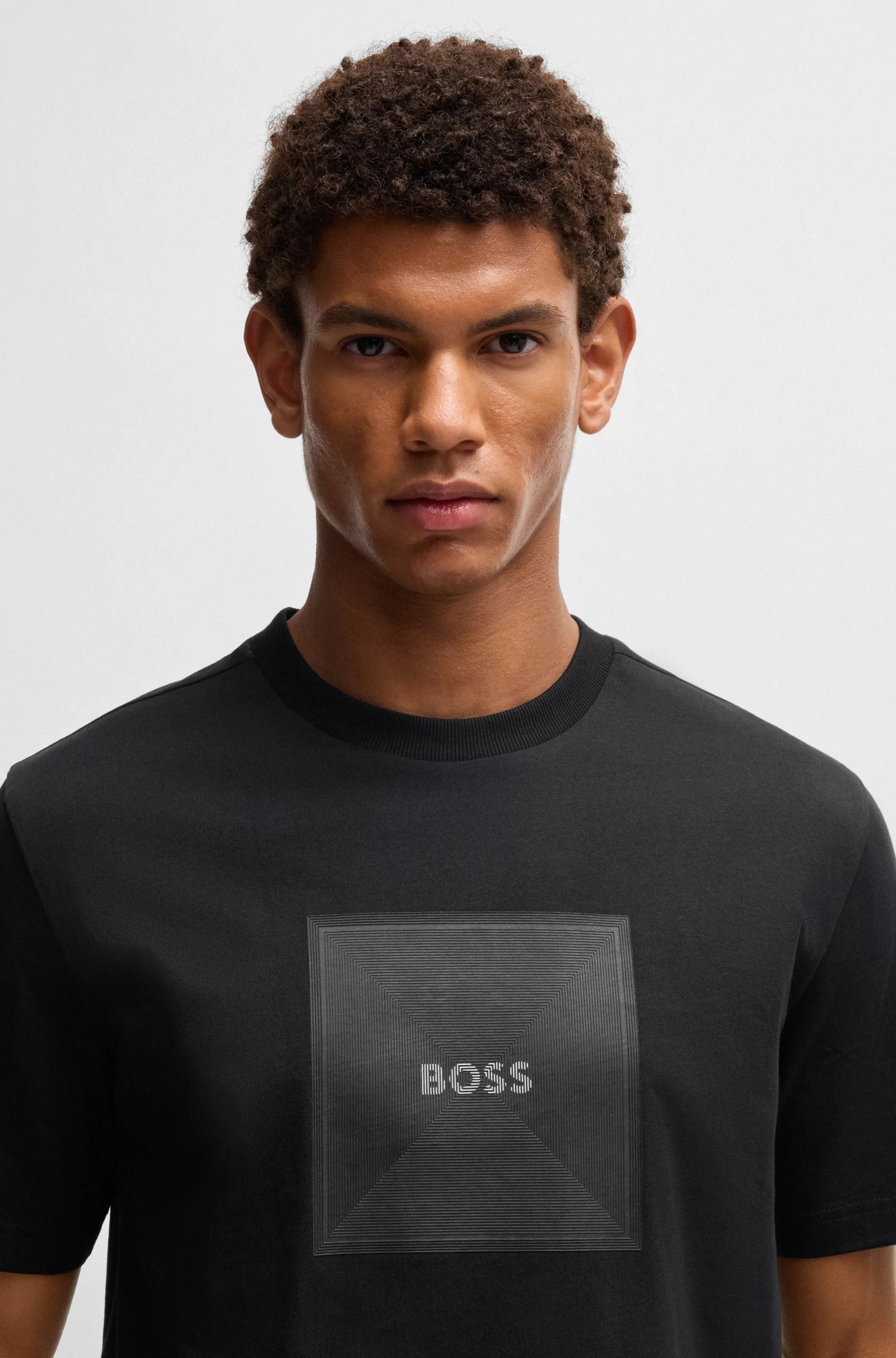 Boss T Shirt Tee Logo Rib Black Preto_shot3