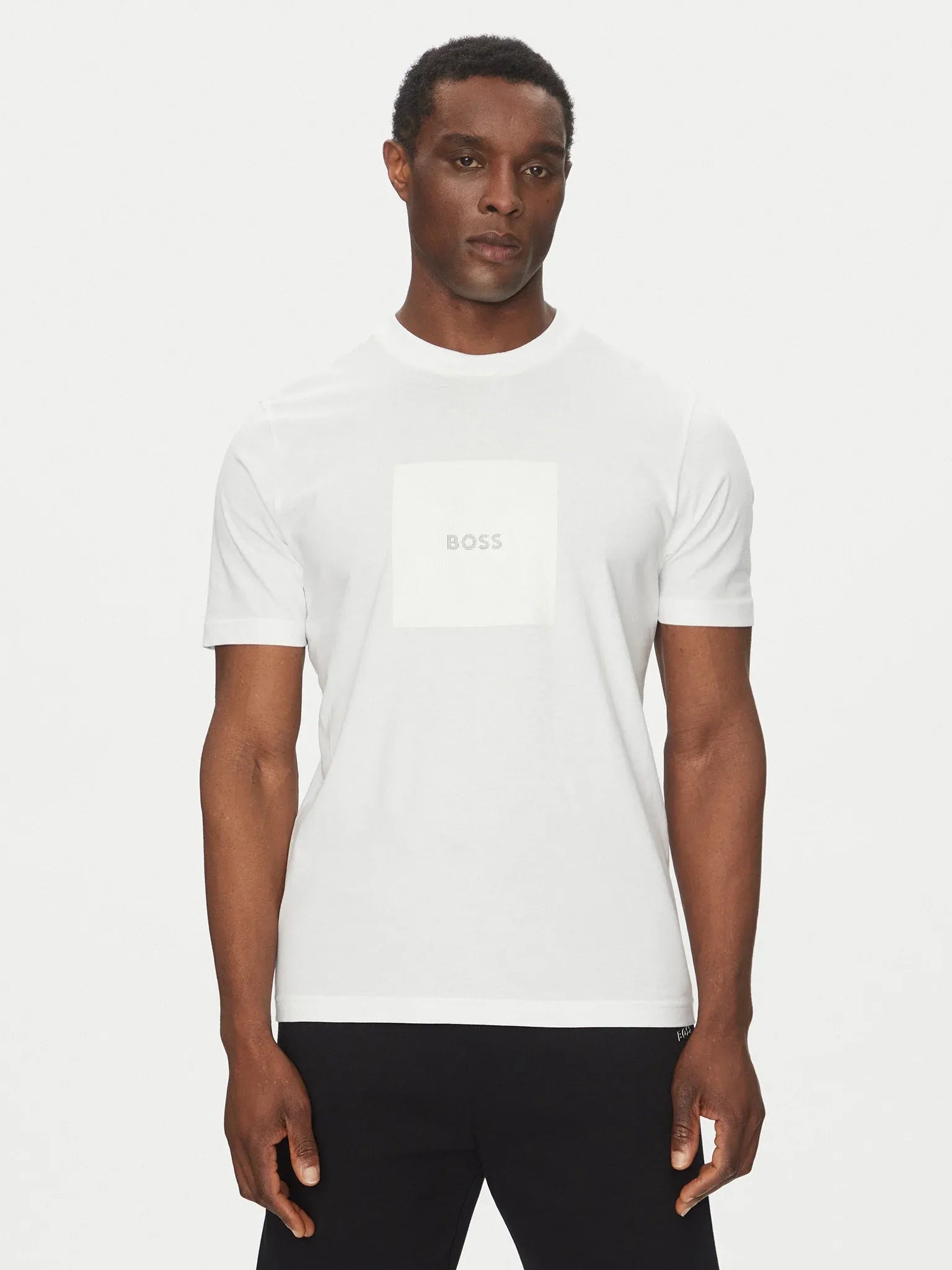 Boss T Shirt Tee Logo Rib White Branco_shot5