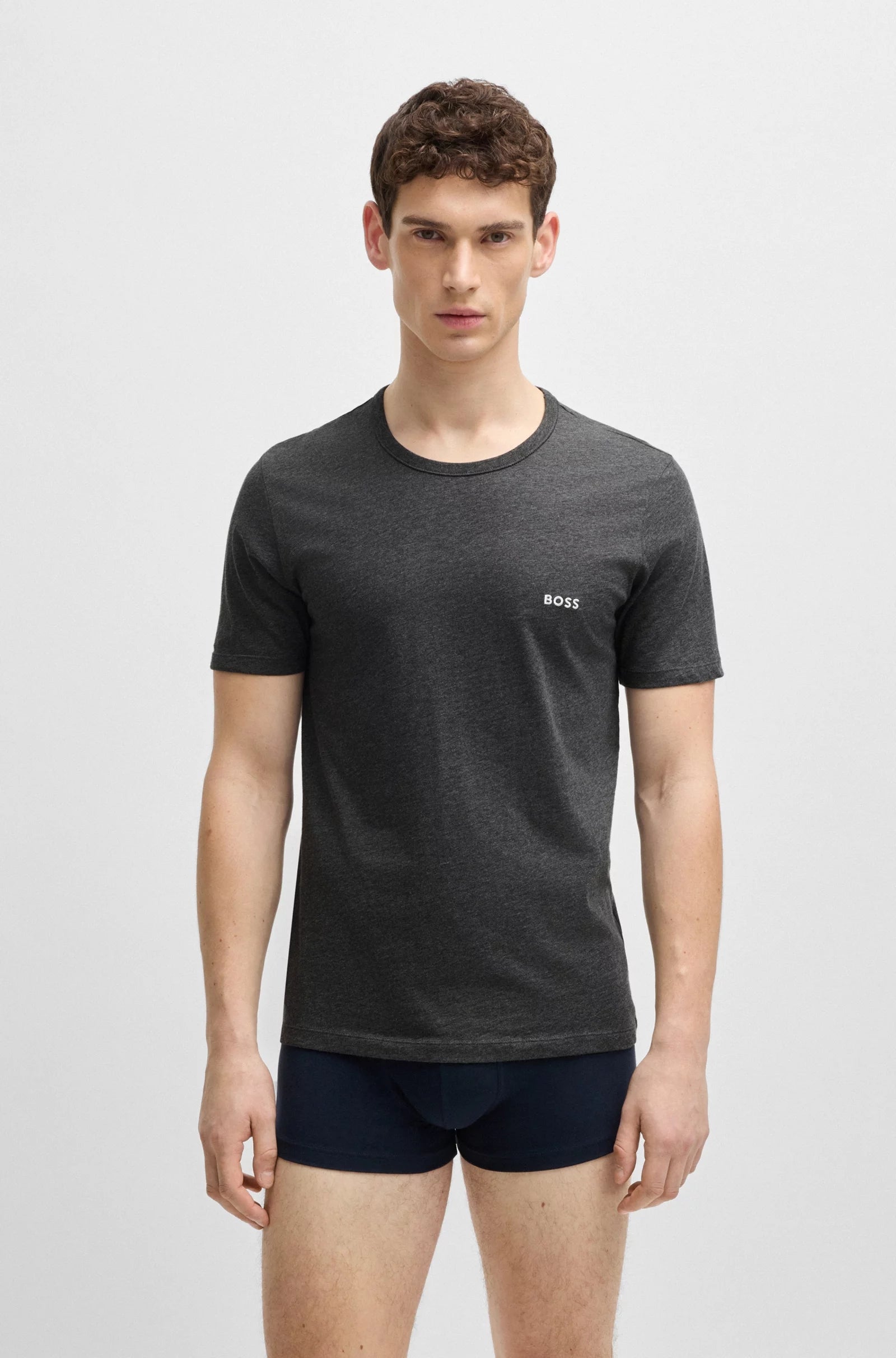 Boss T Shirt Tshirt Rn 3p C Blk Whi Gr Preto Branco Cinza_shot2