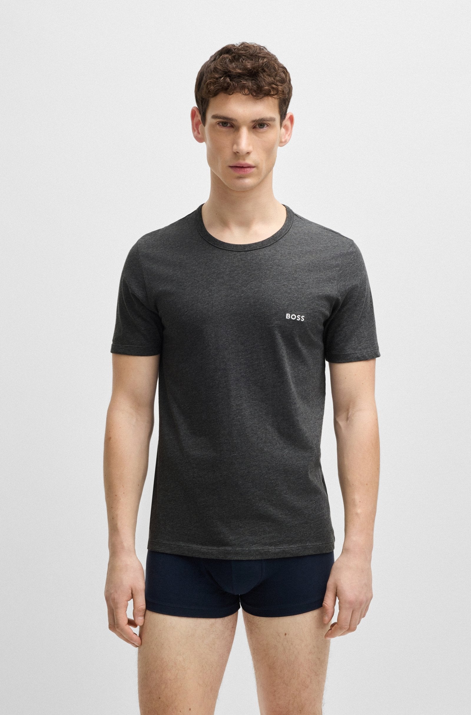 Boss T Shirt Tshirt Rn 3p C Blk Whi Gr Preto Branco Cinza_shot3