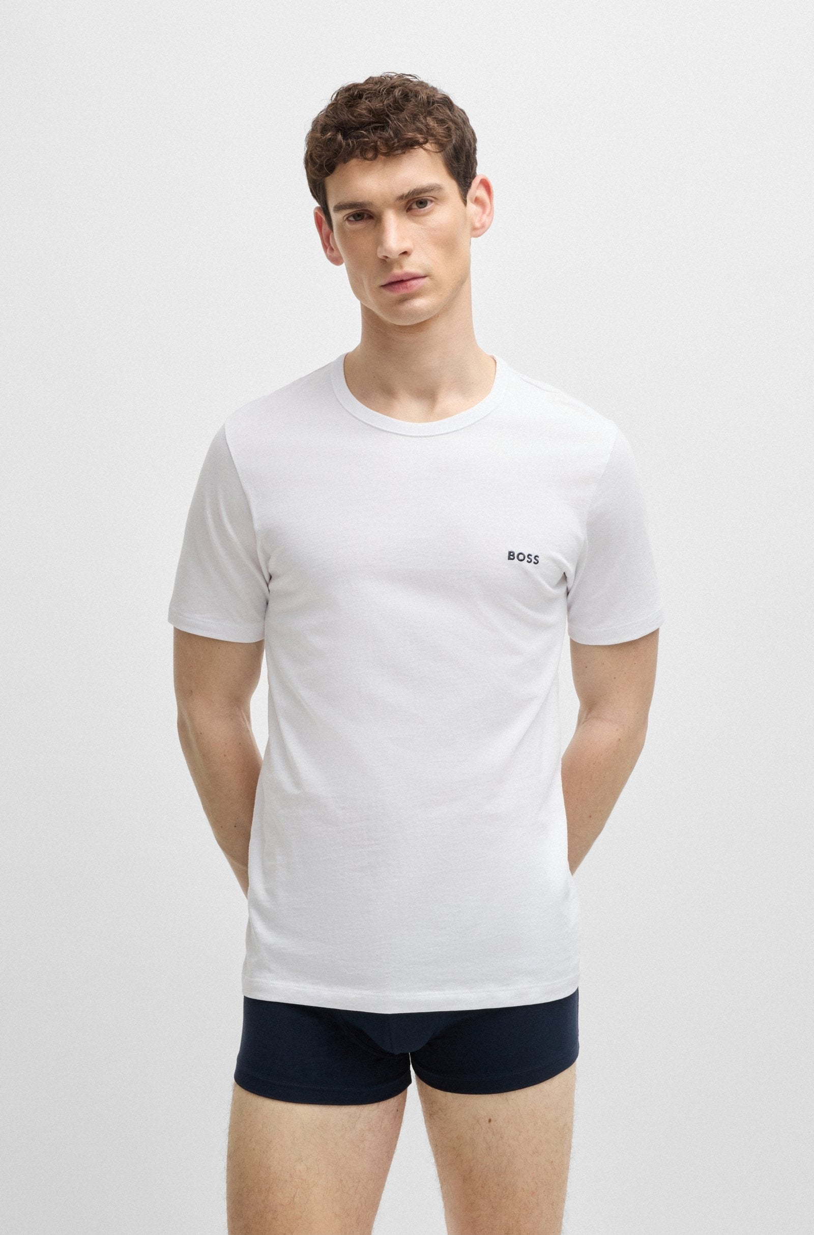 Boss T Shirt Tshirt Rn 3p C Blk Whi Gr Preto Branco Cinza_shot4