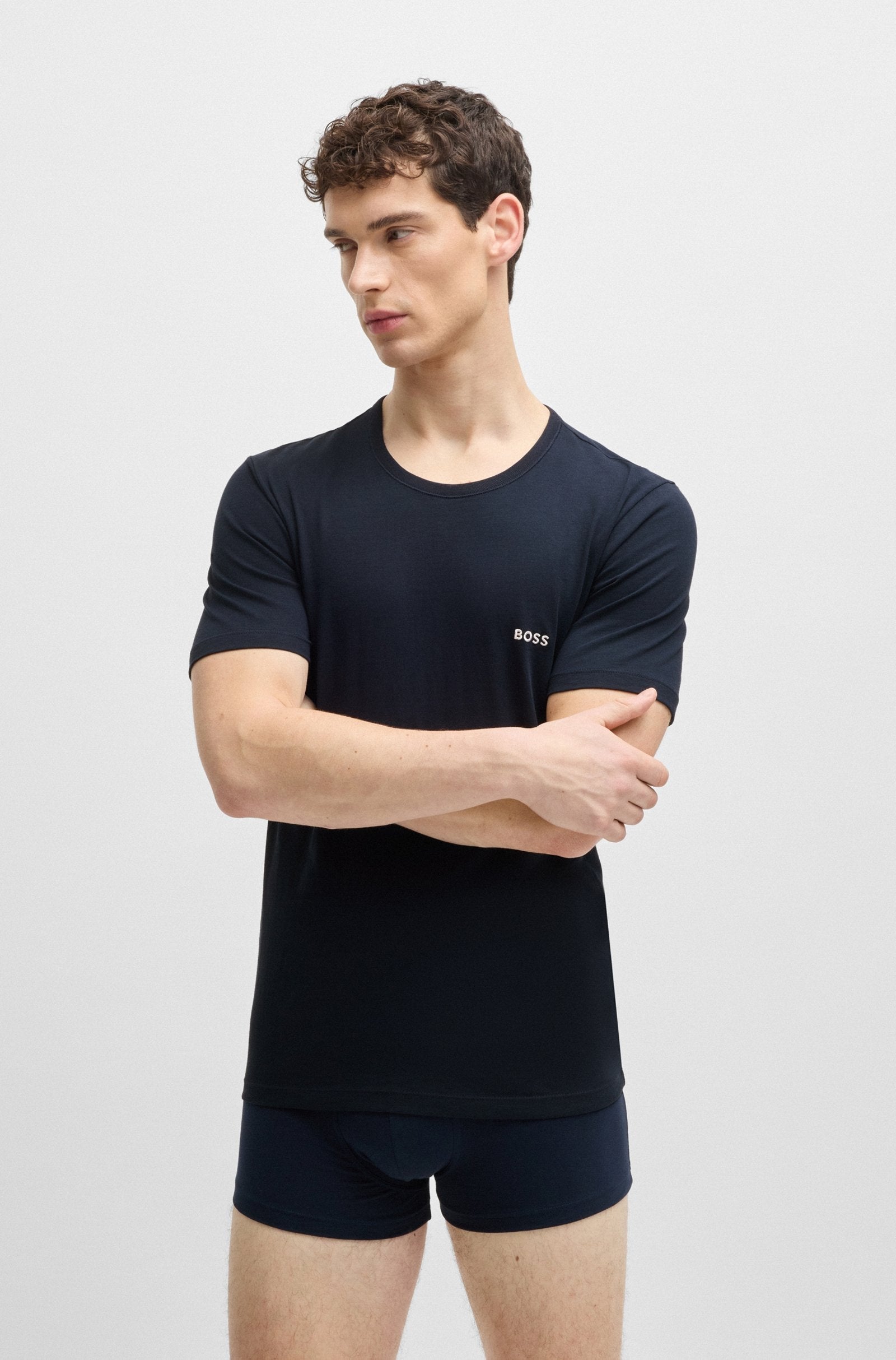 Boss T Shirt Tshirt Rn 3p C Blk Whi Gr Preto Branco Cinza_shot5